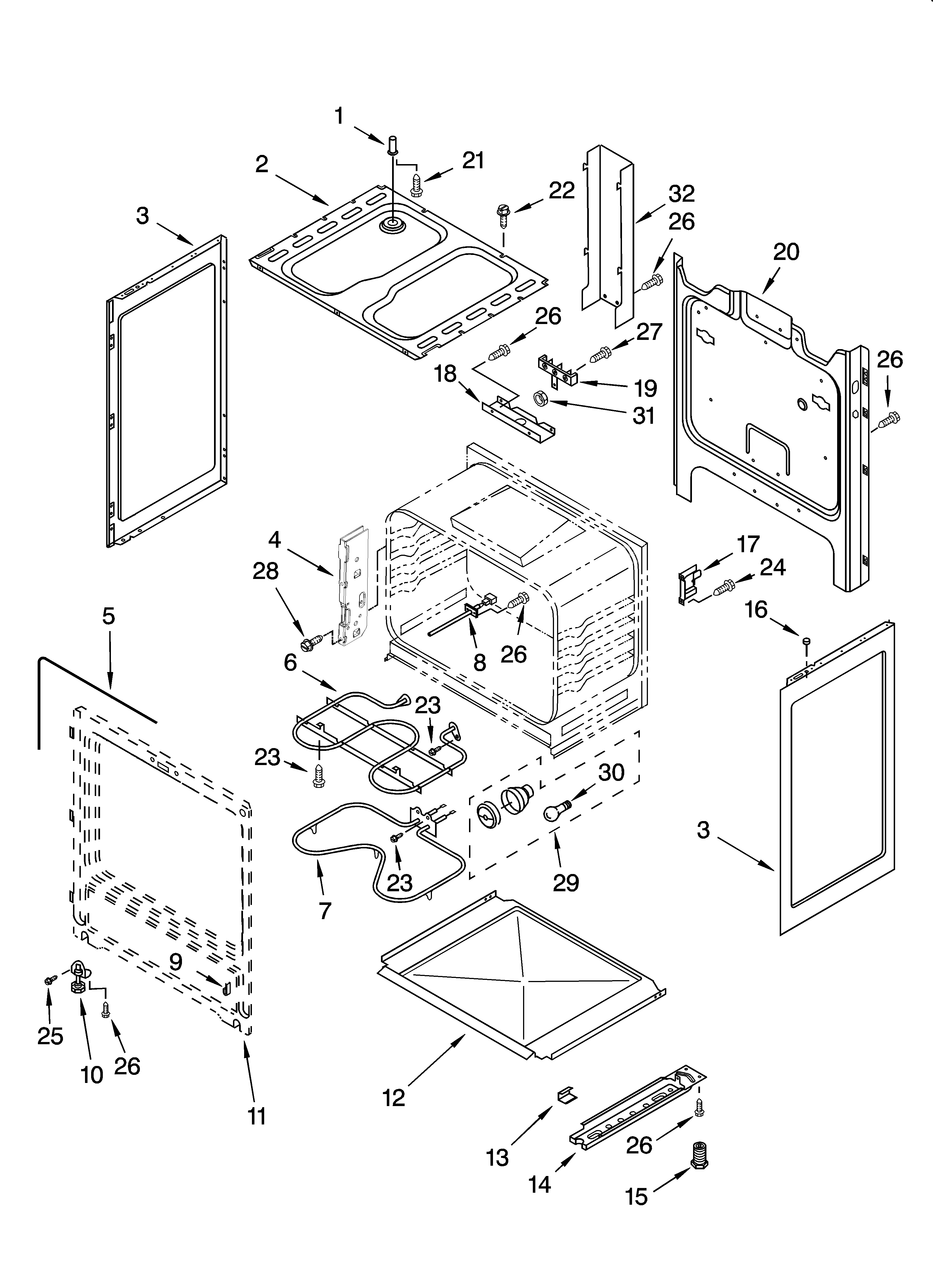 Whirlpool RF111PXSW1 chassis parts diagram