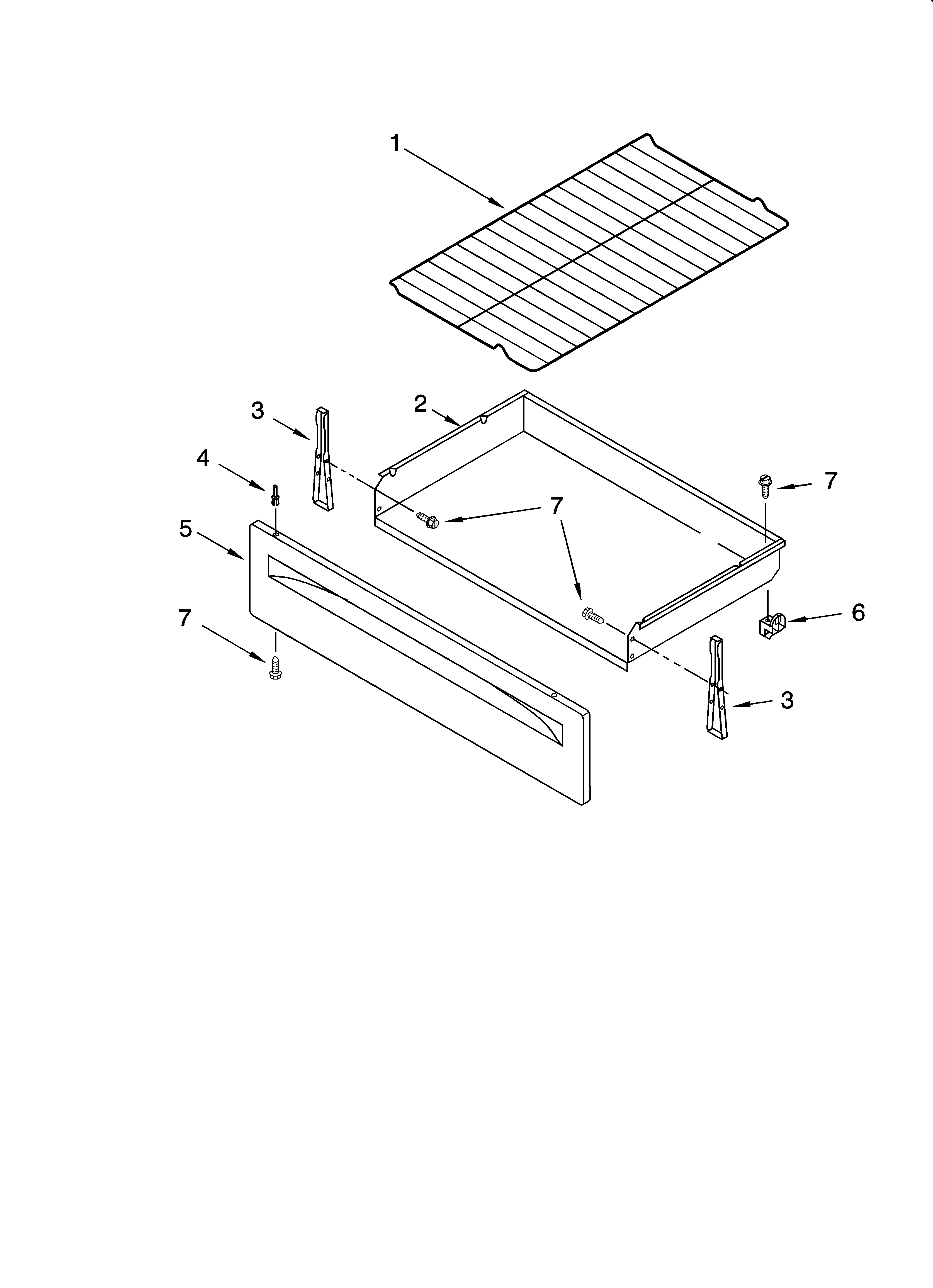 Whirlpool RF111PXSW1 drawer & broiler parts diagram