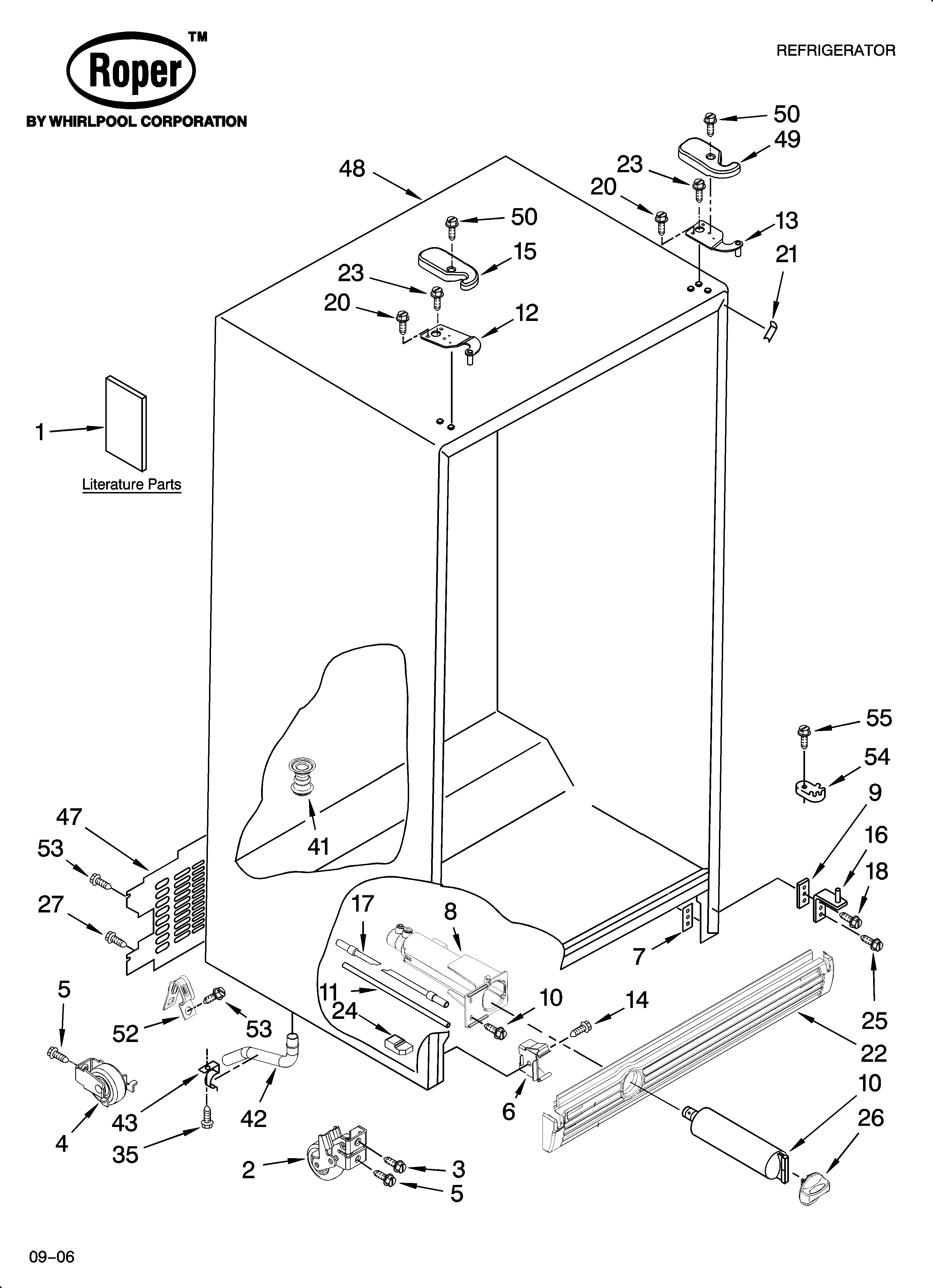 Roper RS25CGXTD00 cabinet parts diagram