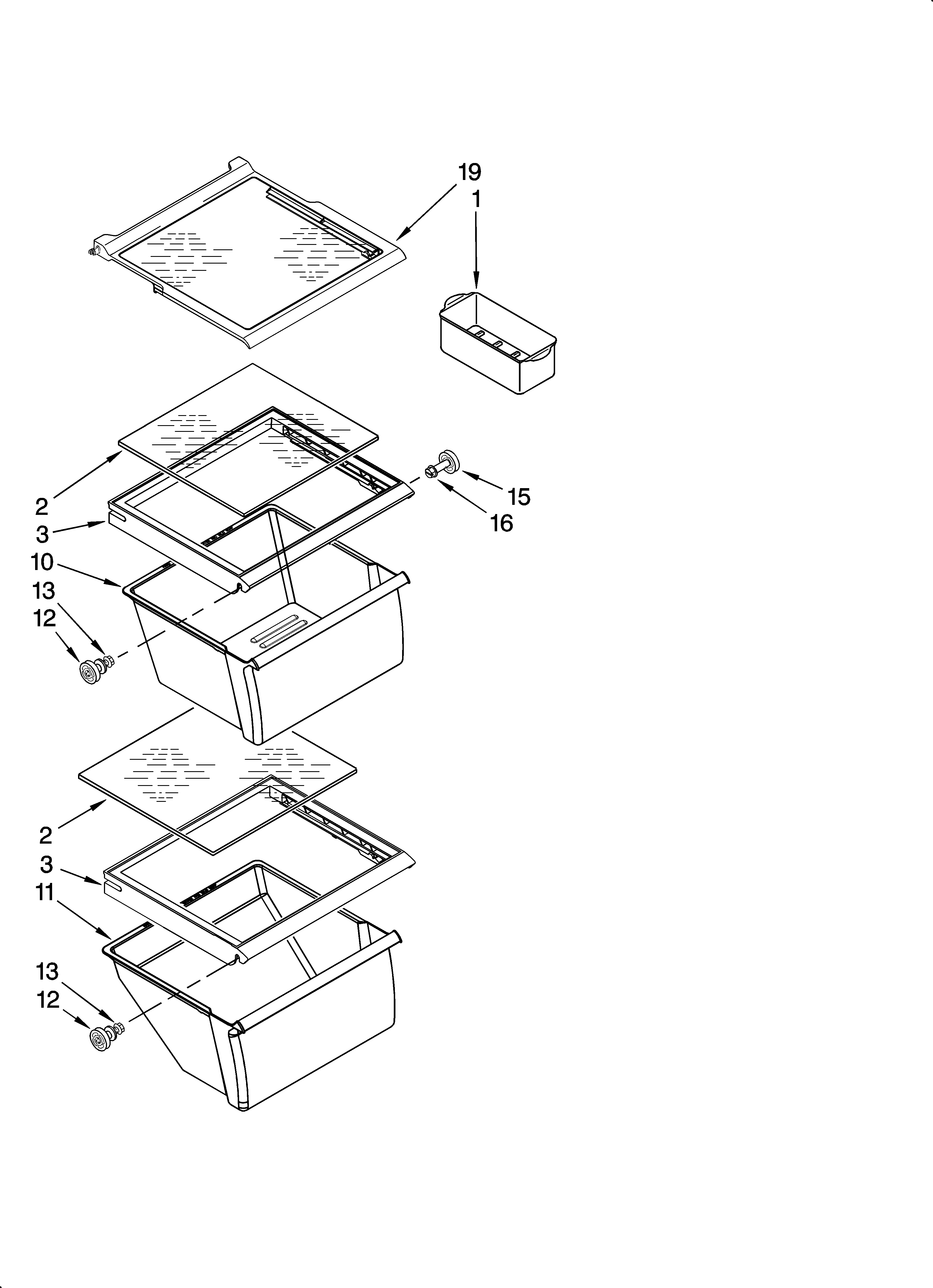 Roper RS25CGXTD00 refrigerator shelf parts diagram