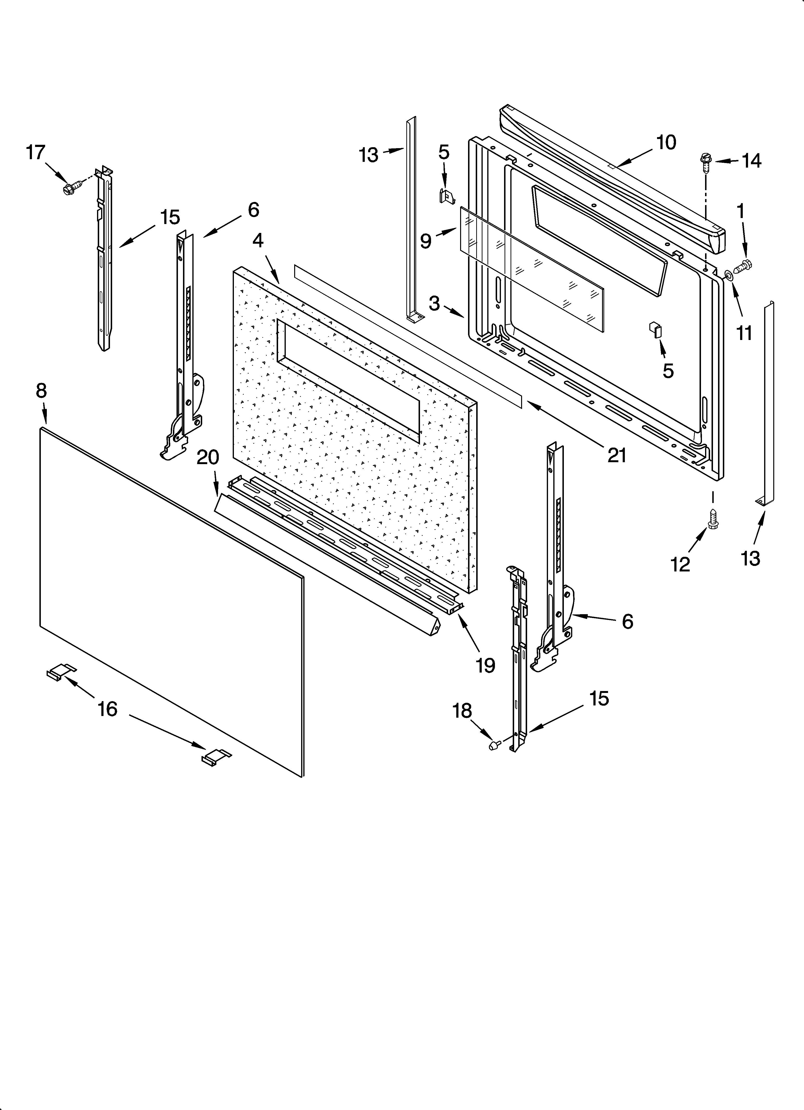 Whirlpool SF315PEPT2 door parts, miscellaneous parts diagram