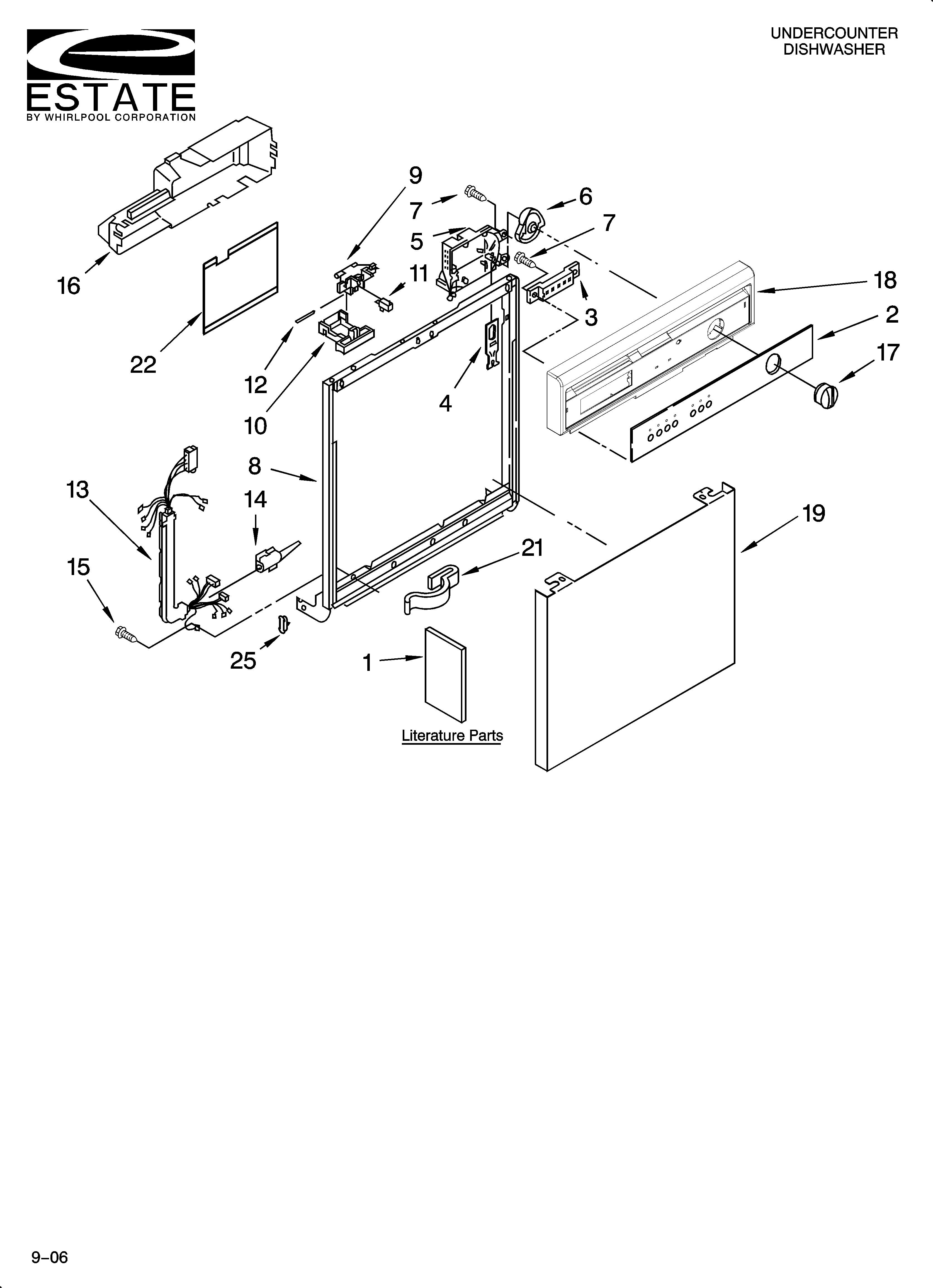 Estate TUD6710SB0 frame and console parts diagram