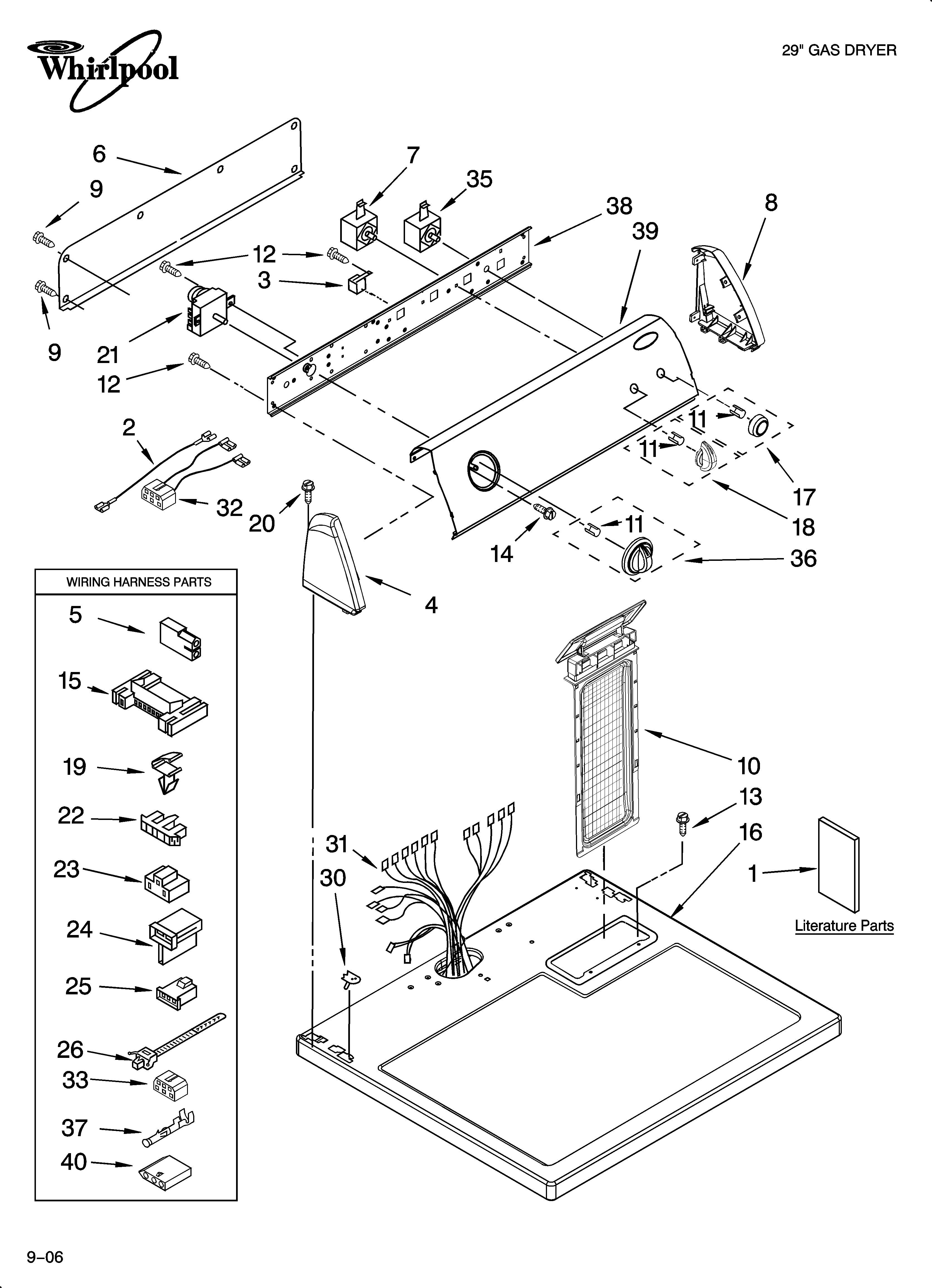 Whirlpool WGD5560SQ0 top and console parts diagram