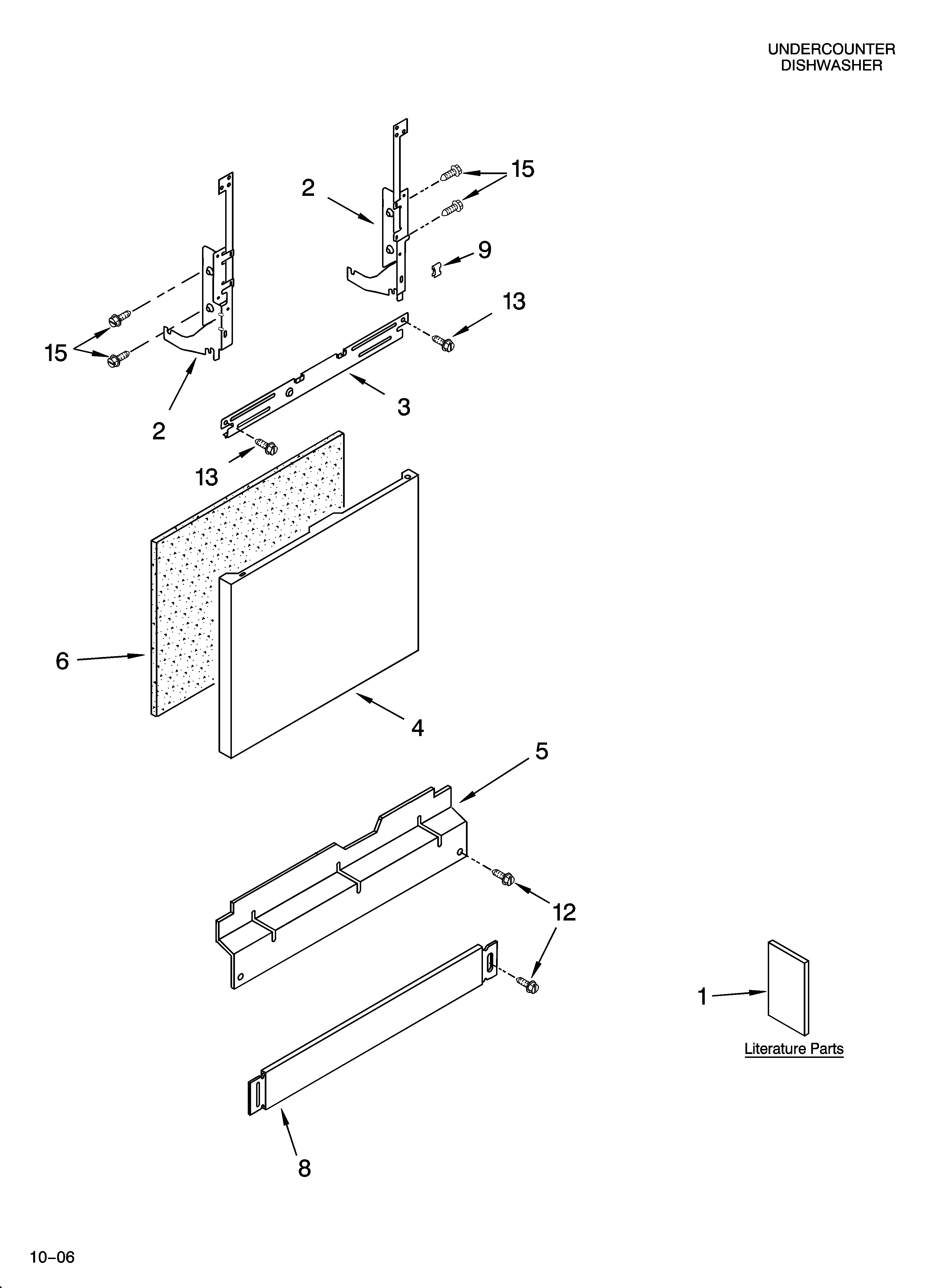 Whirlpool DU1200XTSQ1 door and panel parts diagram