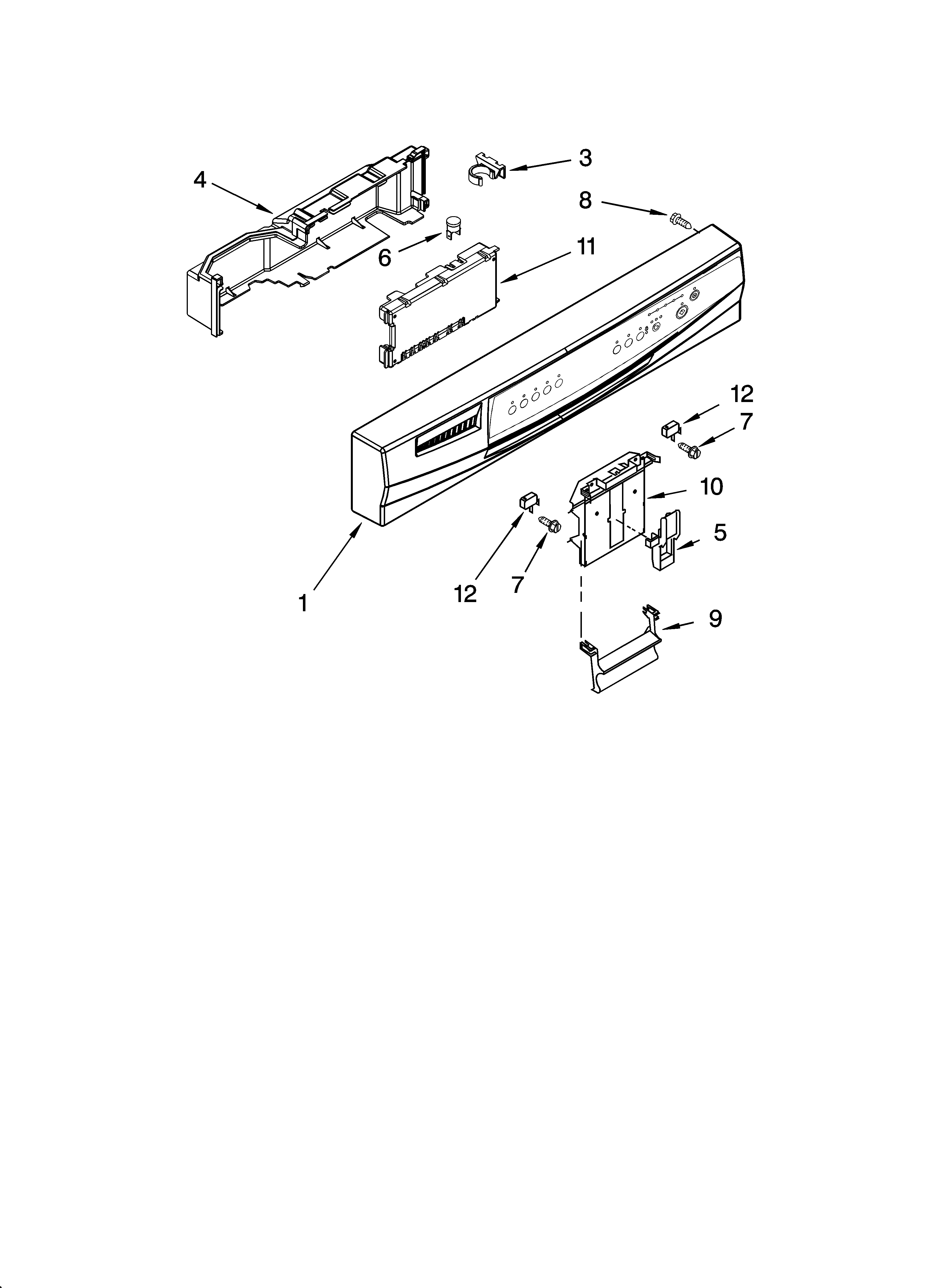 Whirlpool DU1200XTSQ1 control panel parts diagram