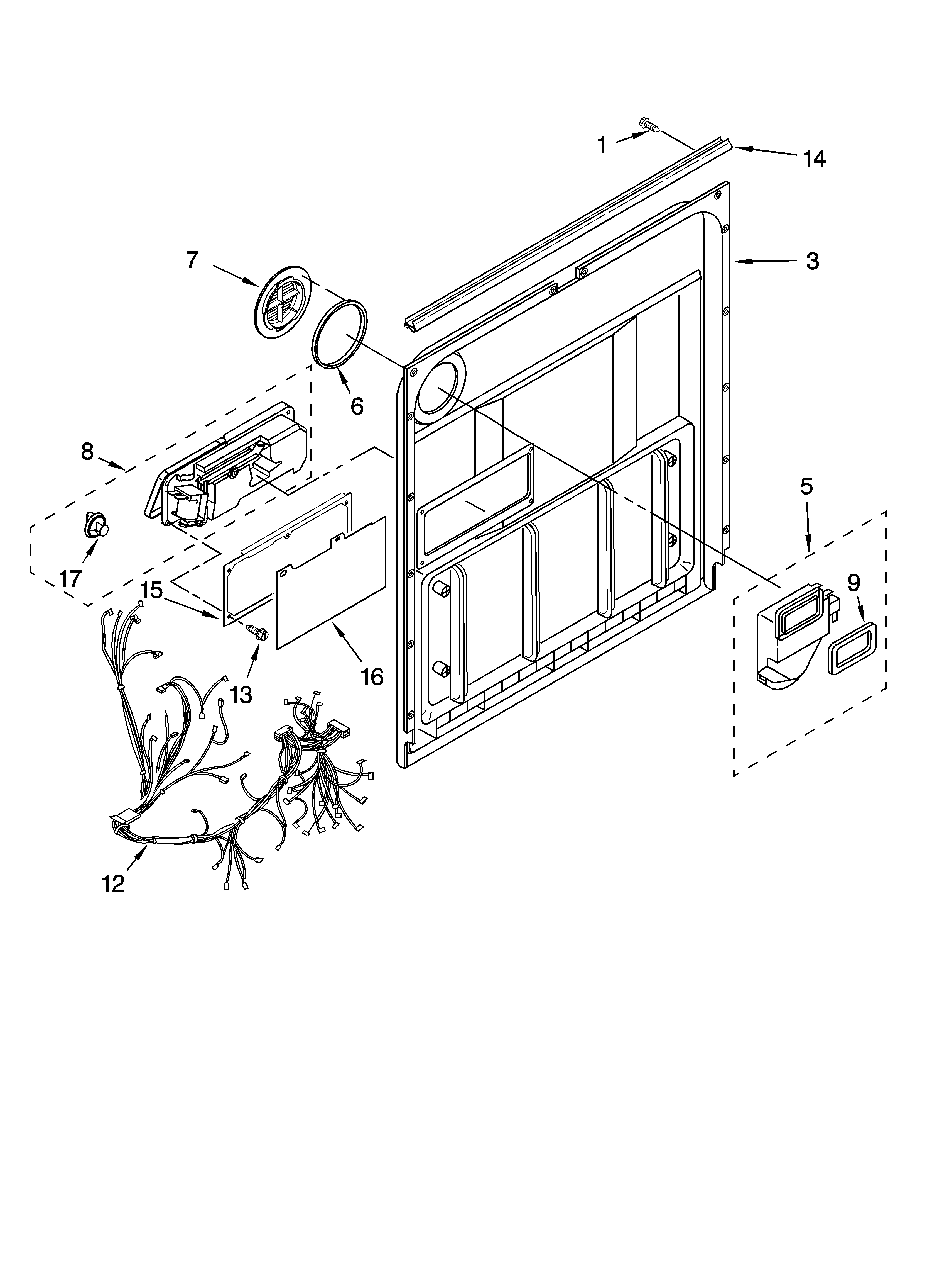 Whirlpool DU1200XTSQ1 door and latch parts diagram