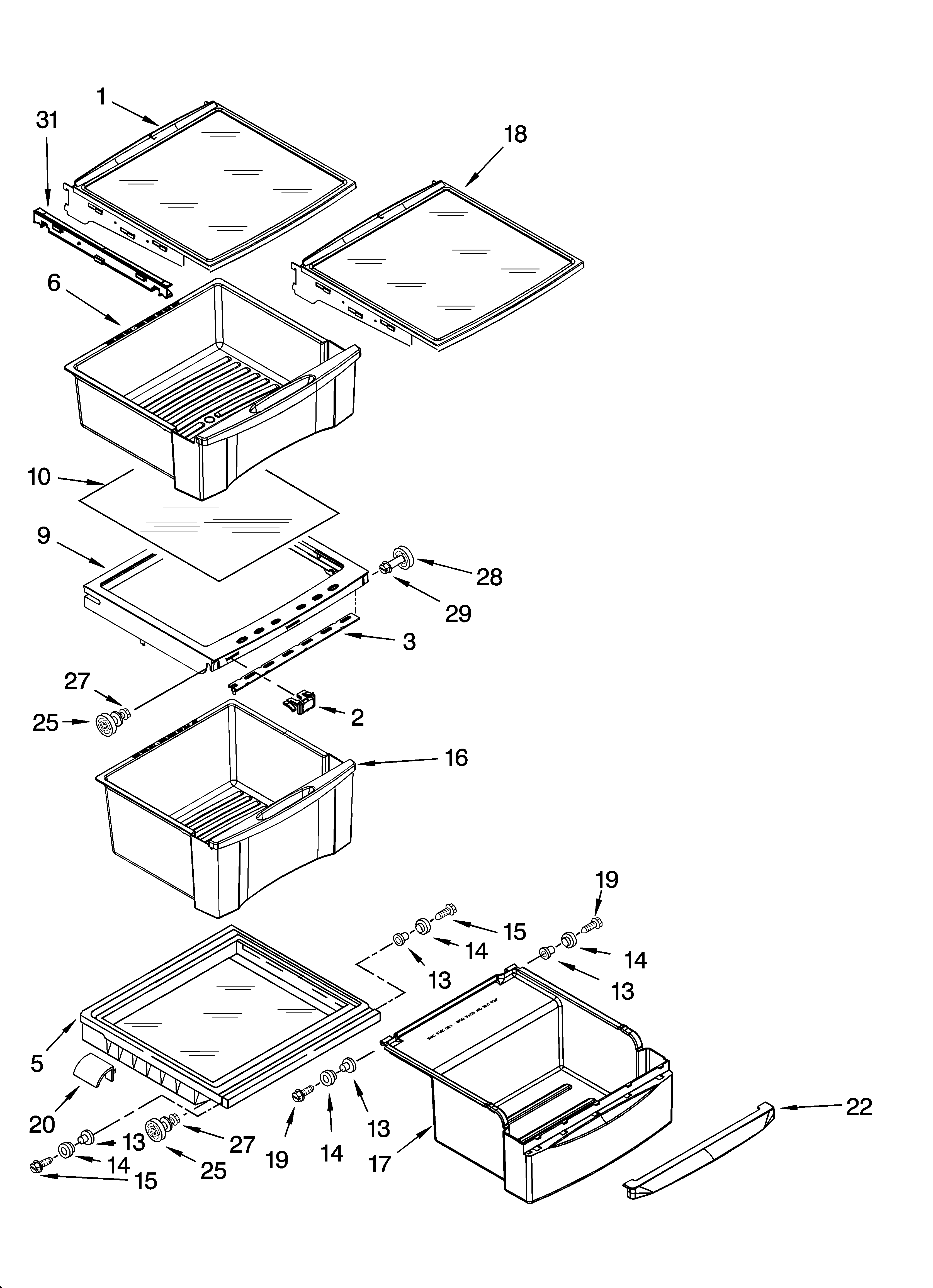 Whirlpool EC3JHAXRL11 refrigerator shelf parts diagram