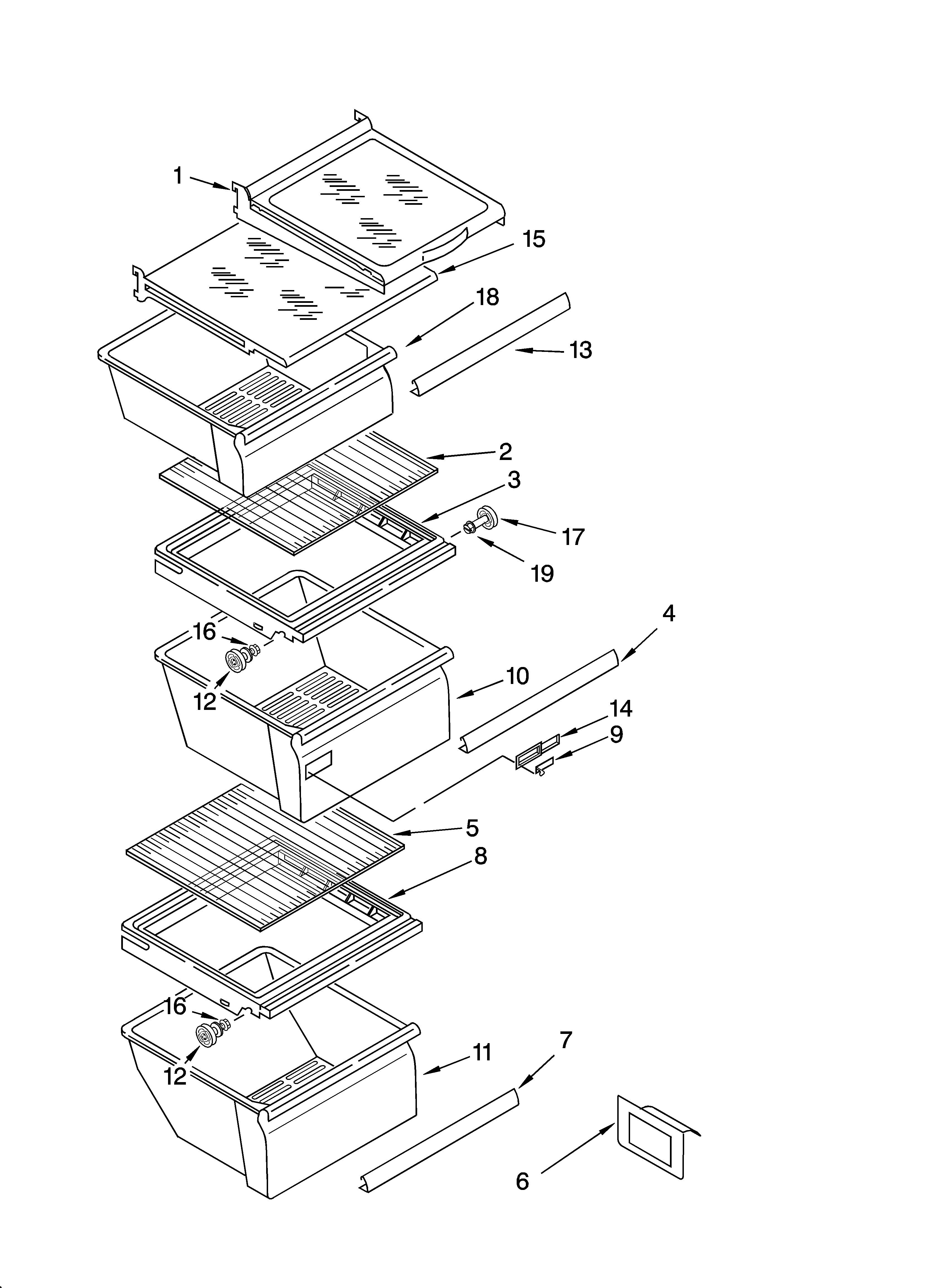 Whirlpool ED5FHEXSQ02 refrigerator shelf parts diagram