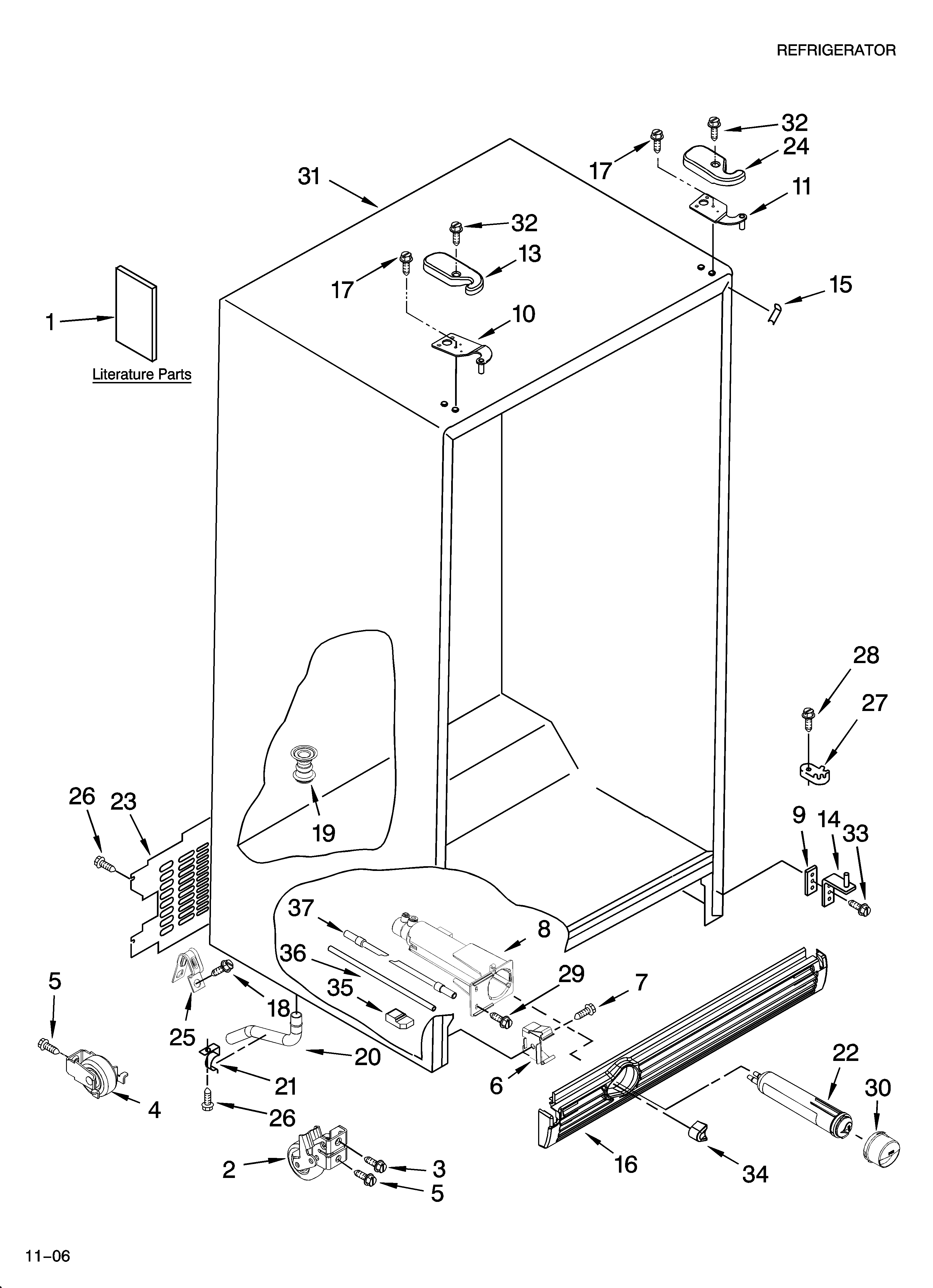 Whirlpool ES2FHAXSQ01 cabinet parts diagram