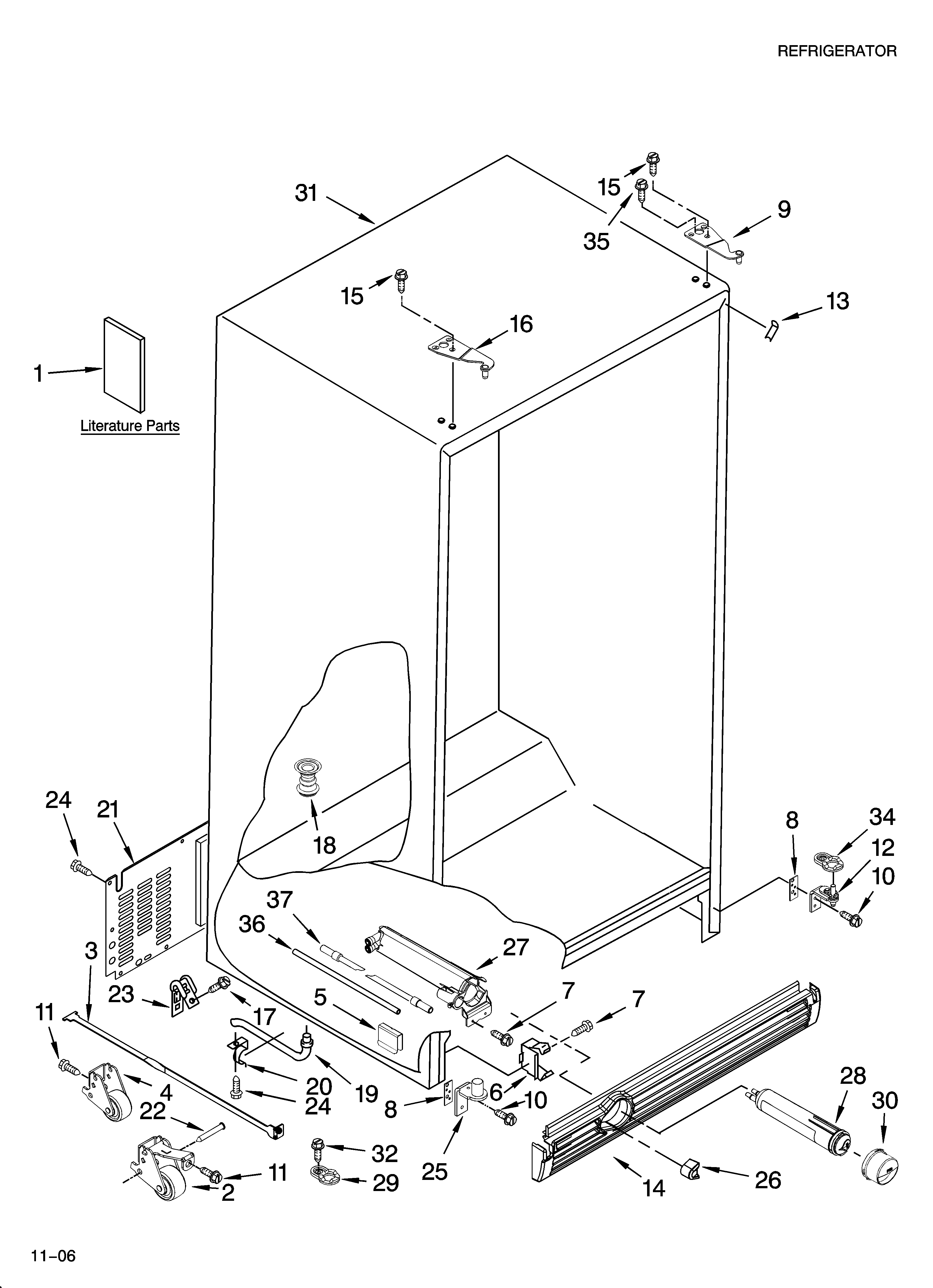 Whirlpool GC3SHEXNS14 cabinet parts diagram