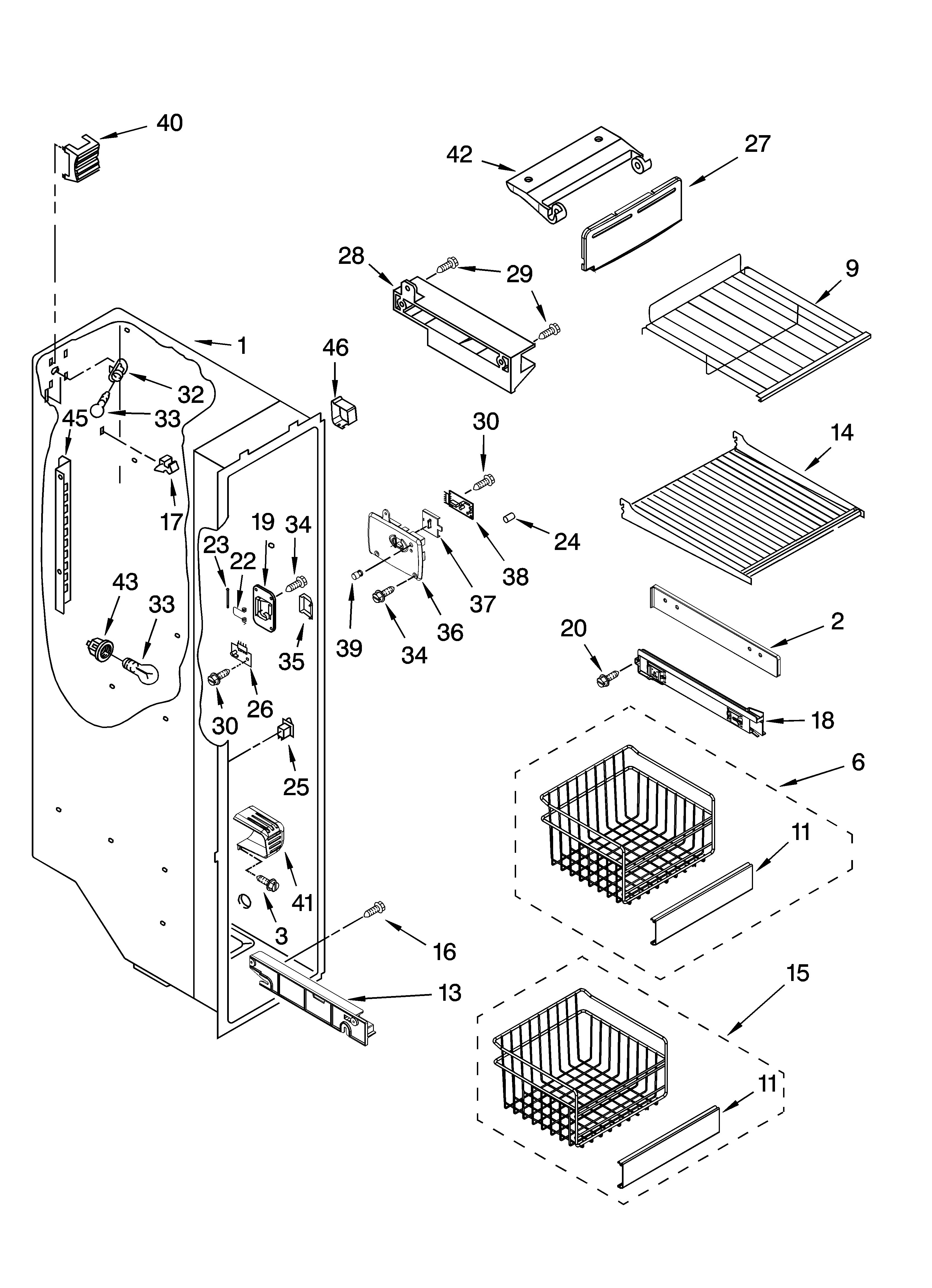 Whirlpool GC3SHEXNS14 freezer liner parts diagram