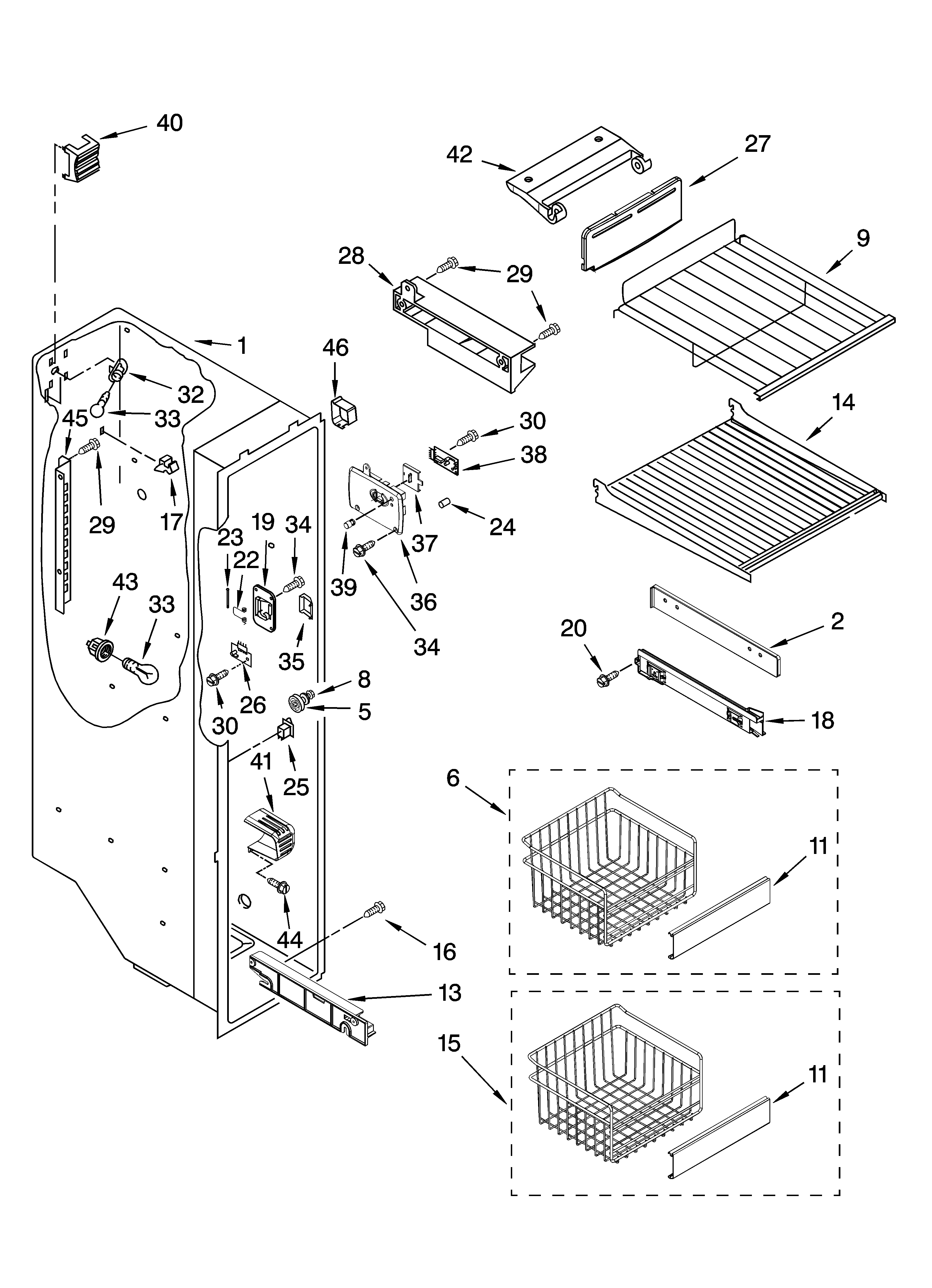 Whirlpool GC5SHEXNQ04 freezer liner parts diagram