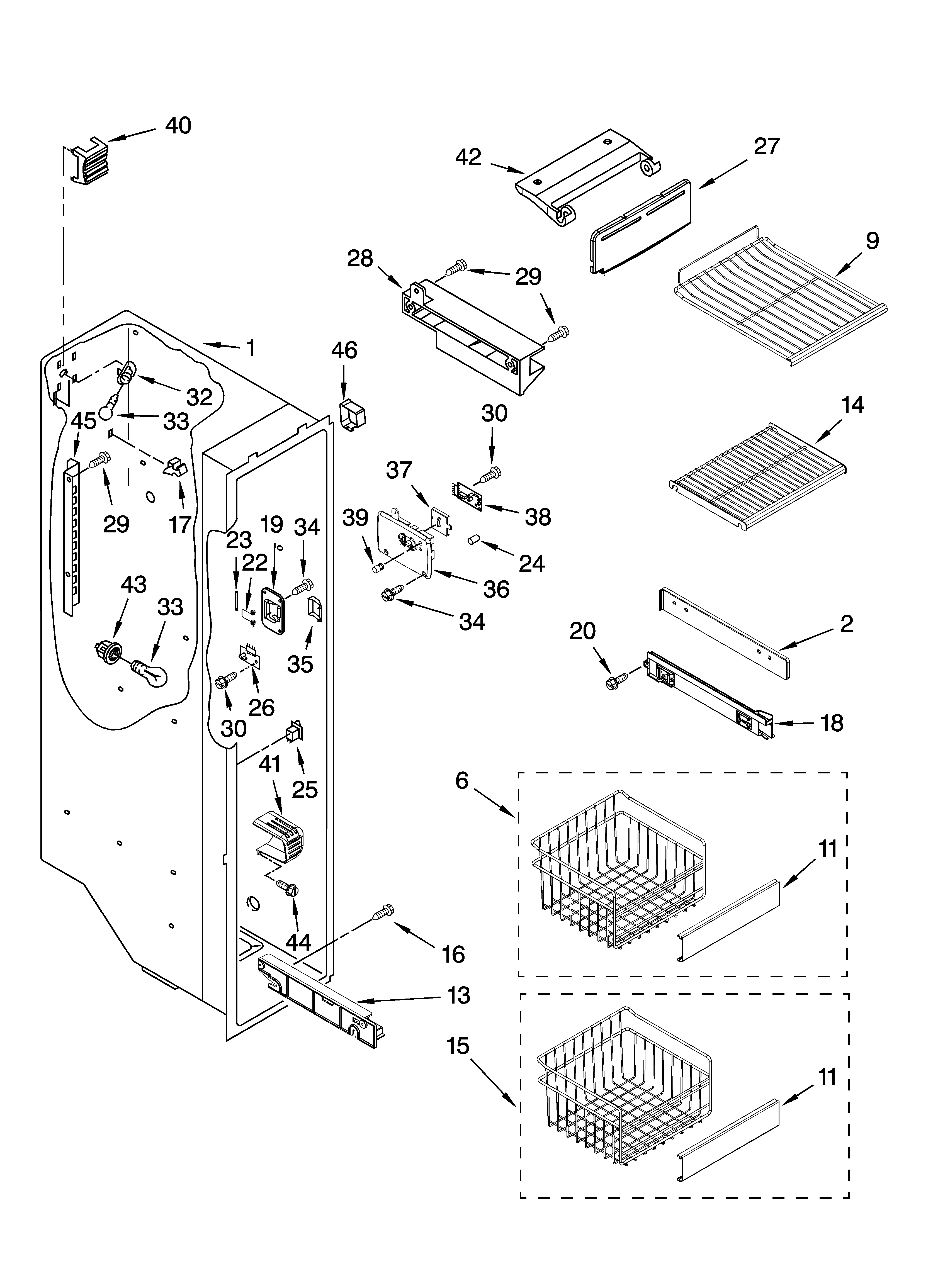Whirlpool GC5THEXNB02 freezer liner parts diagram