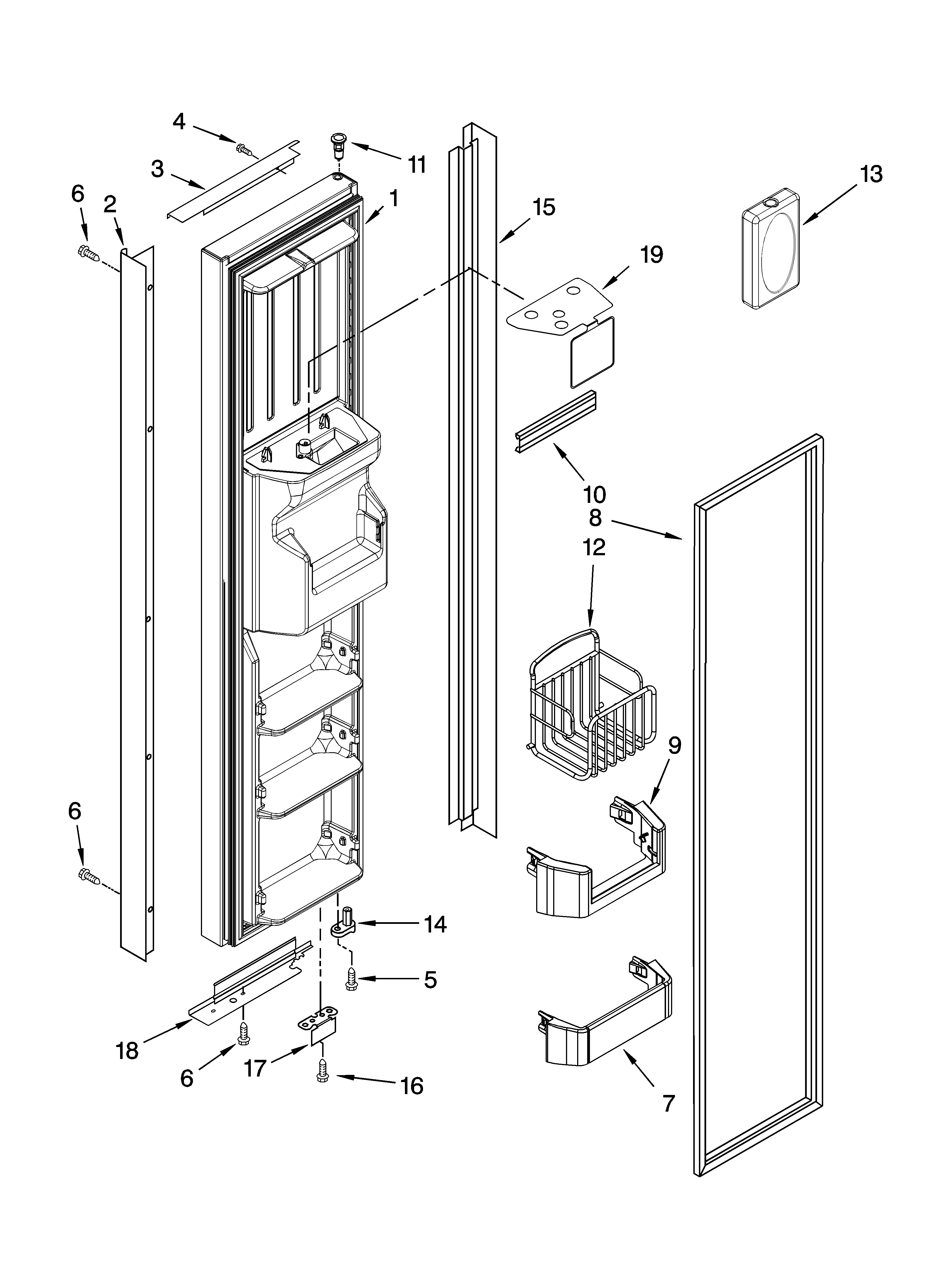 Whirlpool GC5THEXNB02 freezer door parts diagram