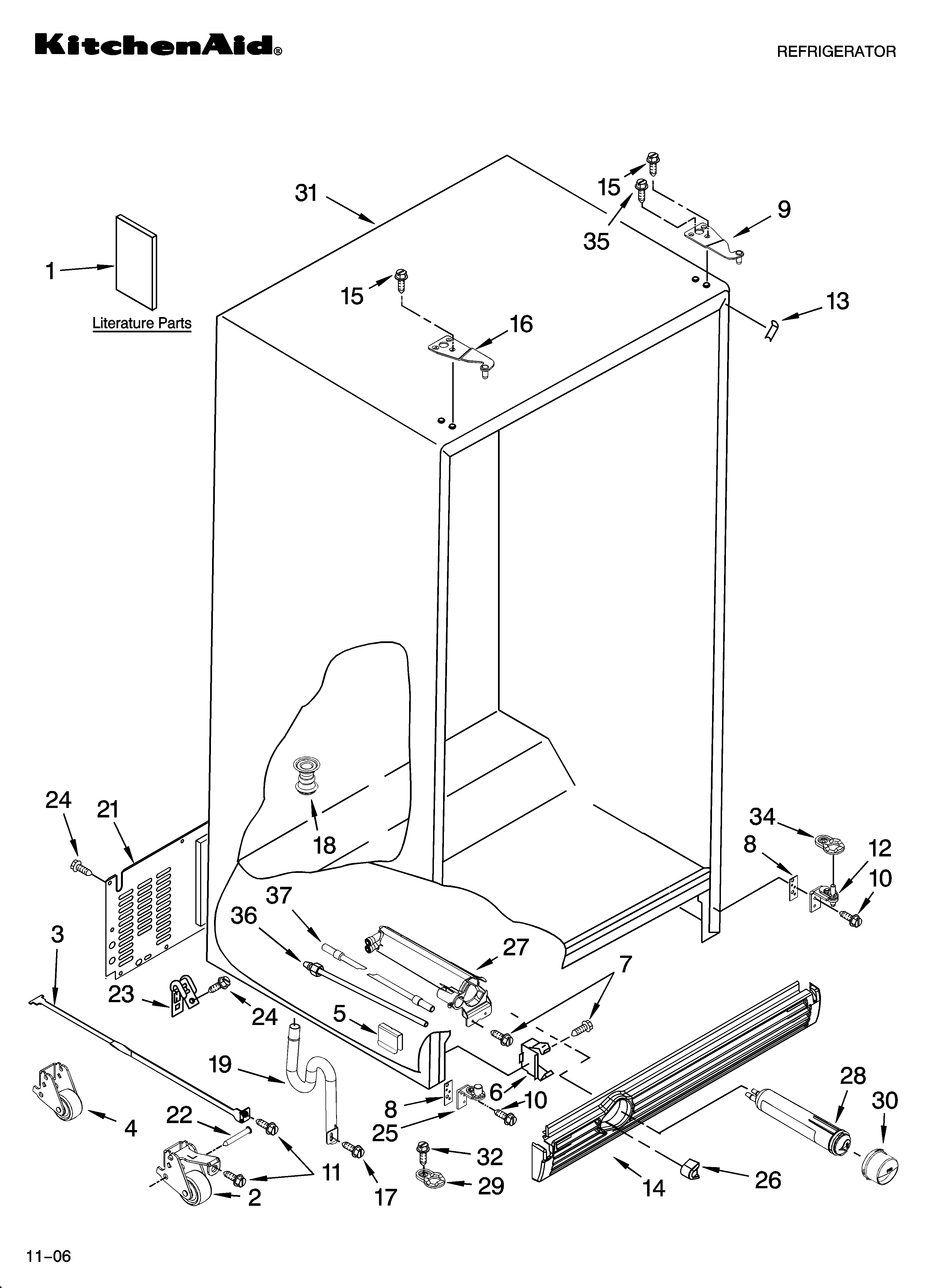 KitchenAid KSCS23INBT02 cabinet parts diagram