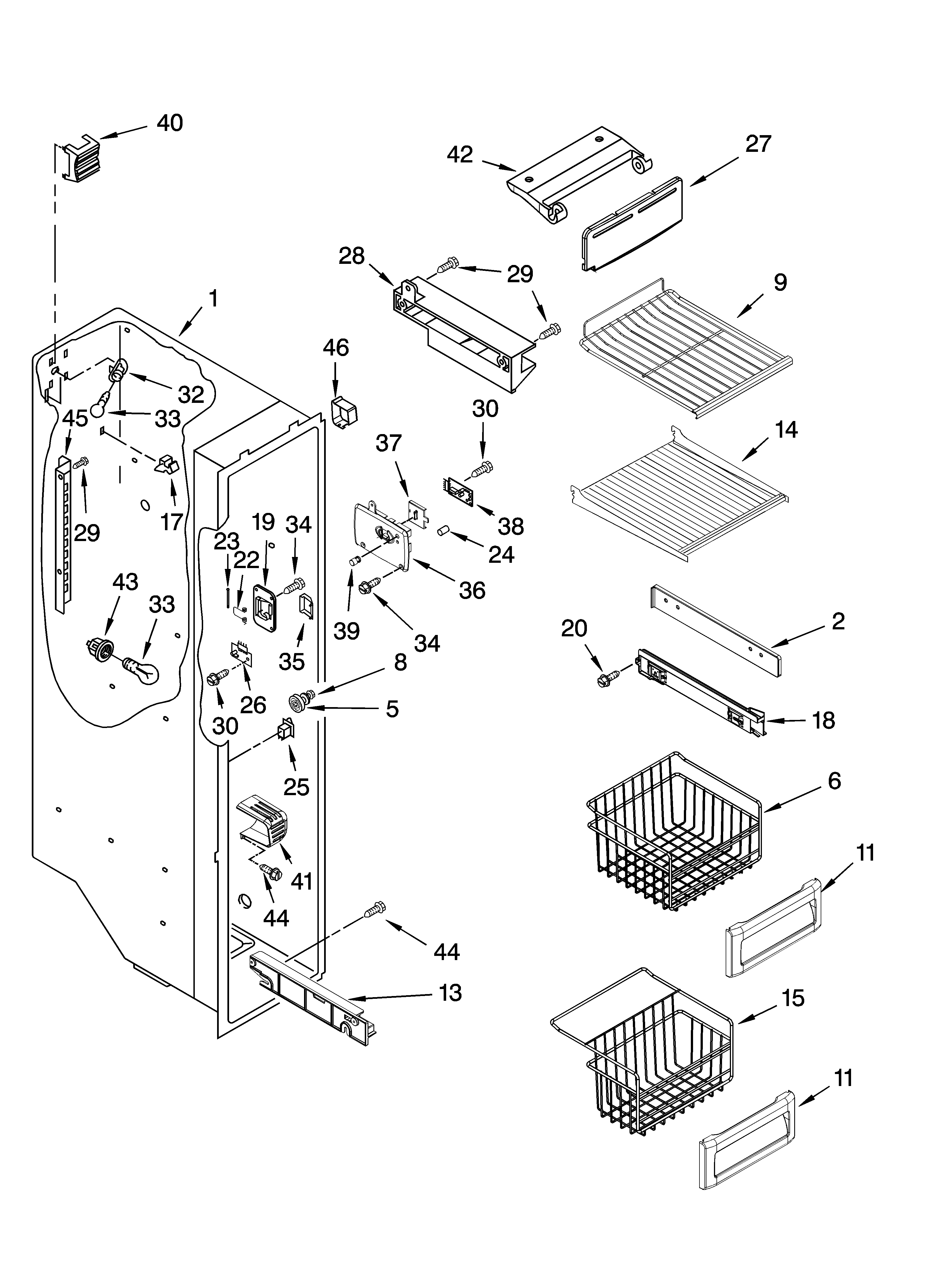 KitchenAid KSCS23INBT02 freezer liner parts diagram