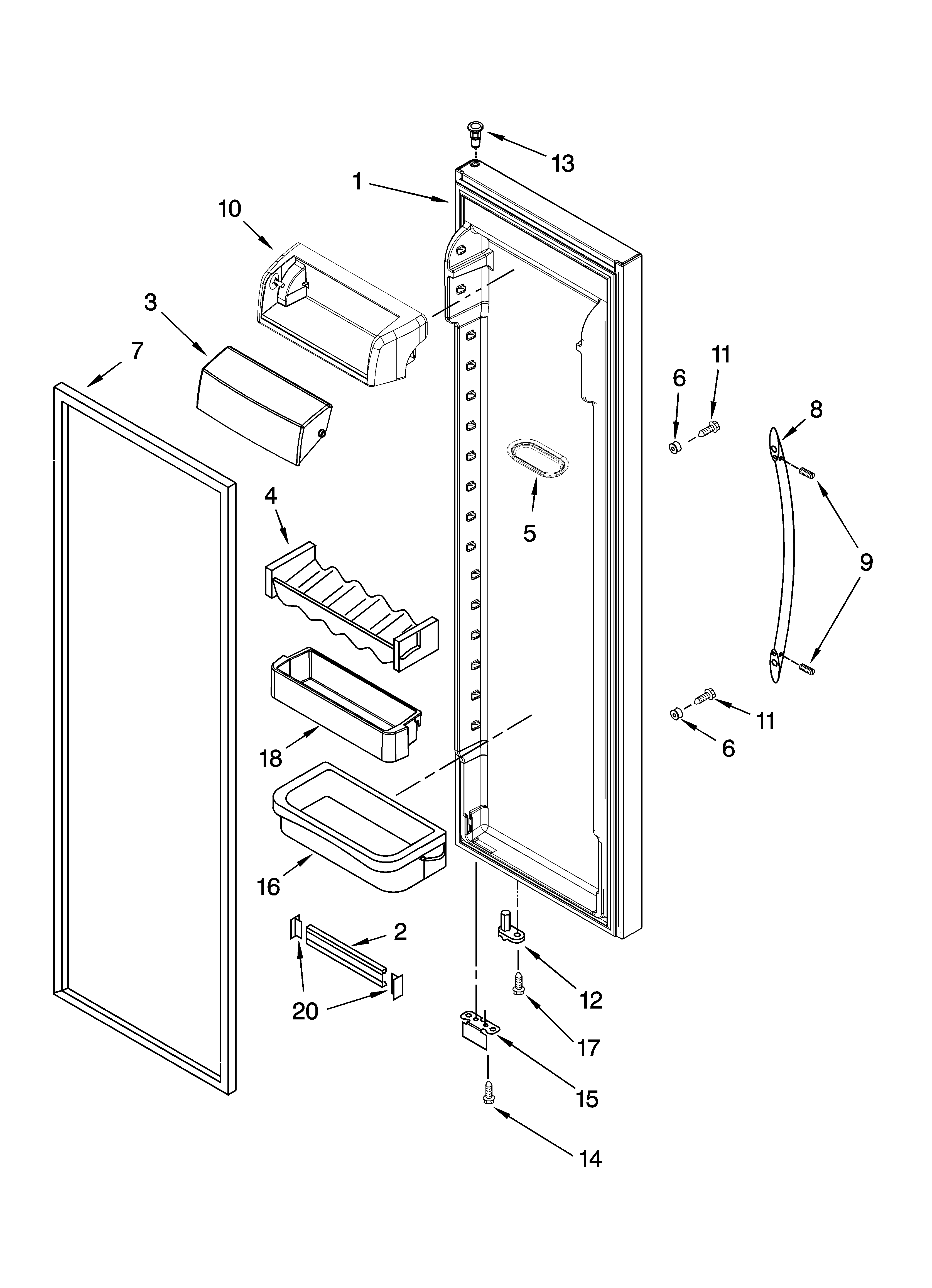 KitchenAid KSCS23INBT02 refrigerator door parts diagram