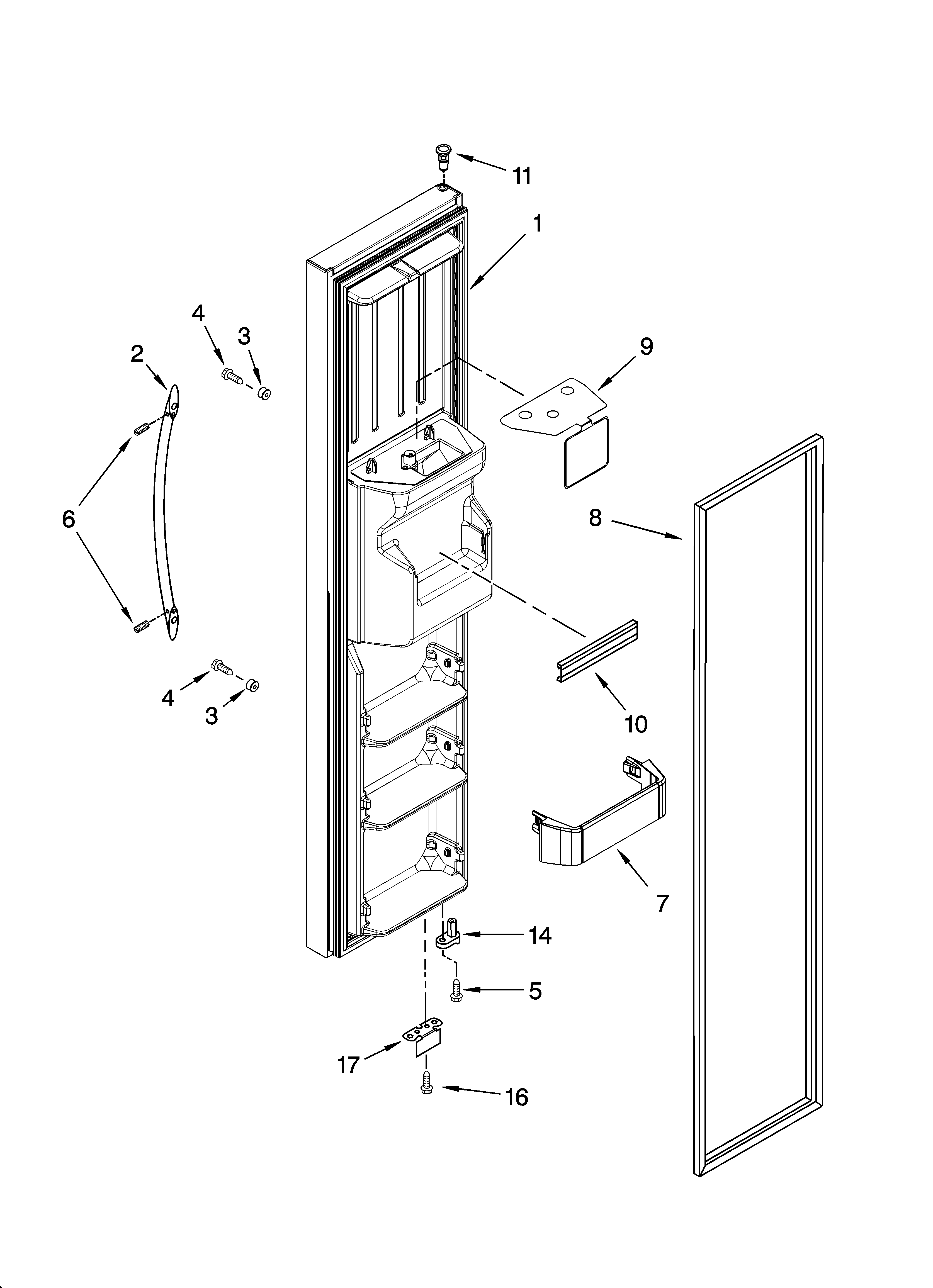 KitchenAid KSCS23INBT02 freezer door parts diagram