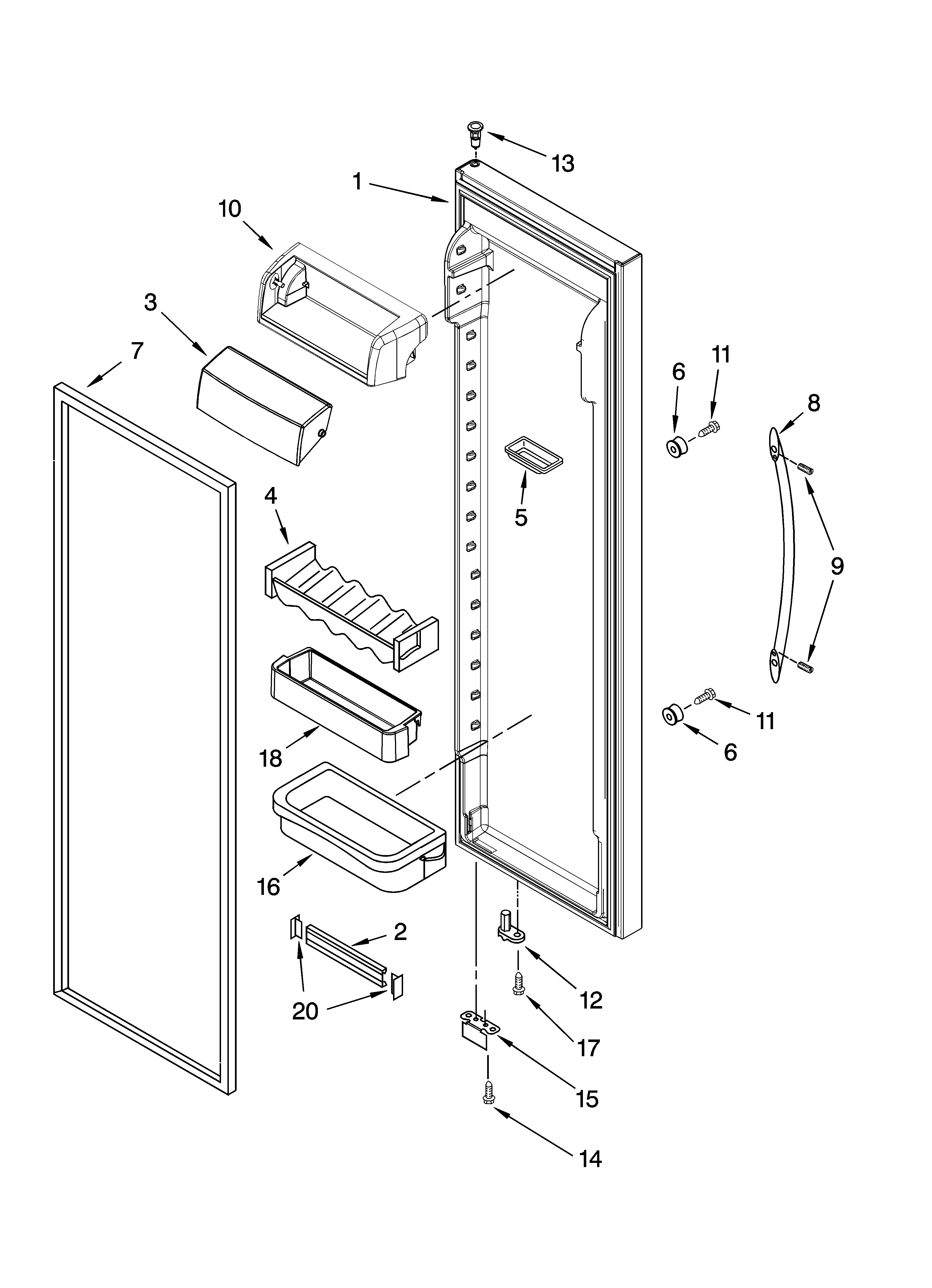 KitchenAid KSCS25INWH02 refrigerator door parts diagram