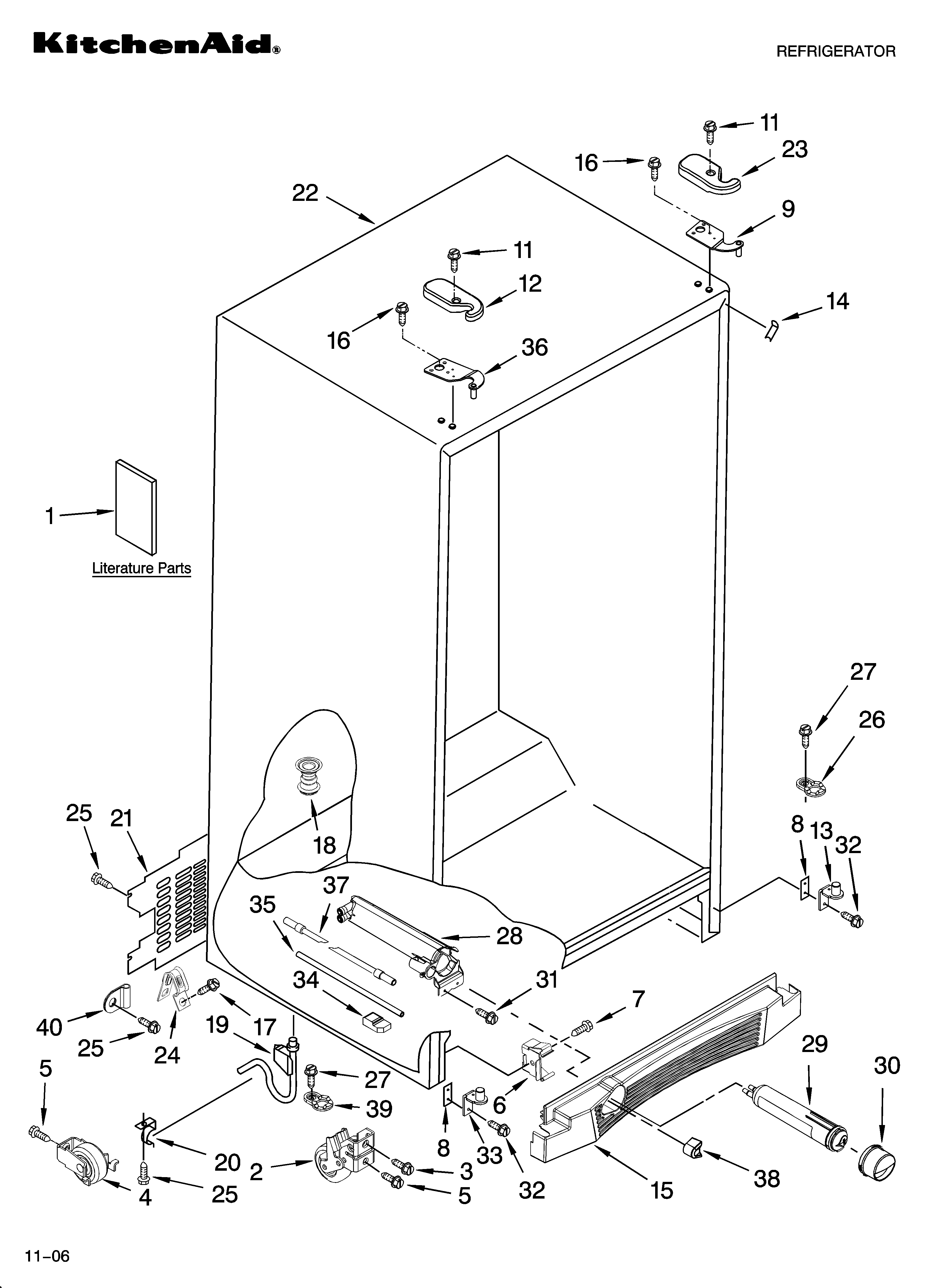 KitchenAid KSRW25CTMK00 cabinet parts diagram