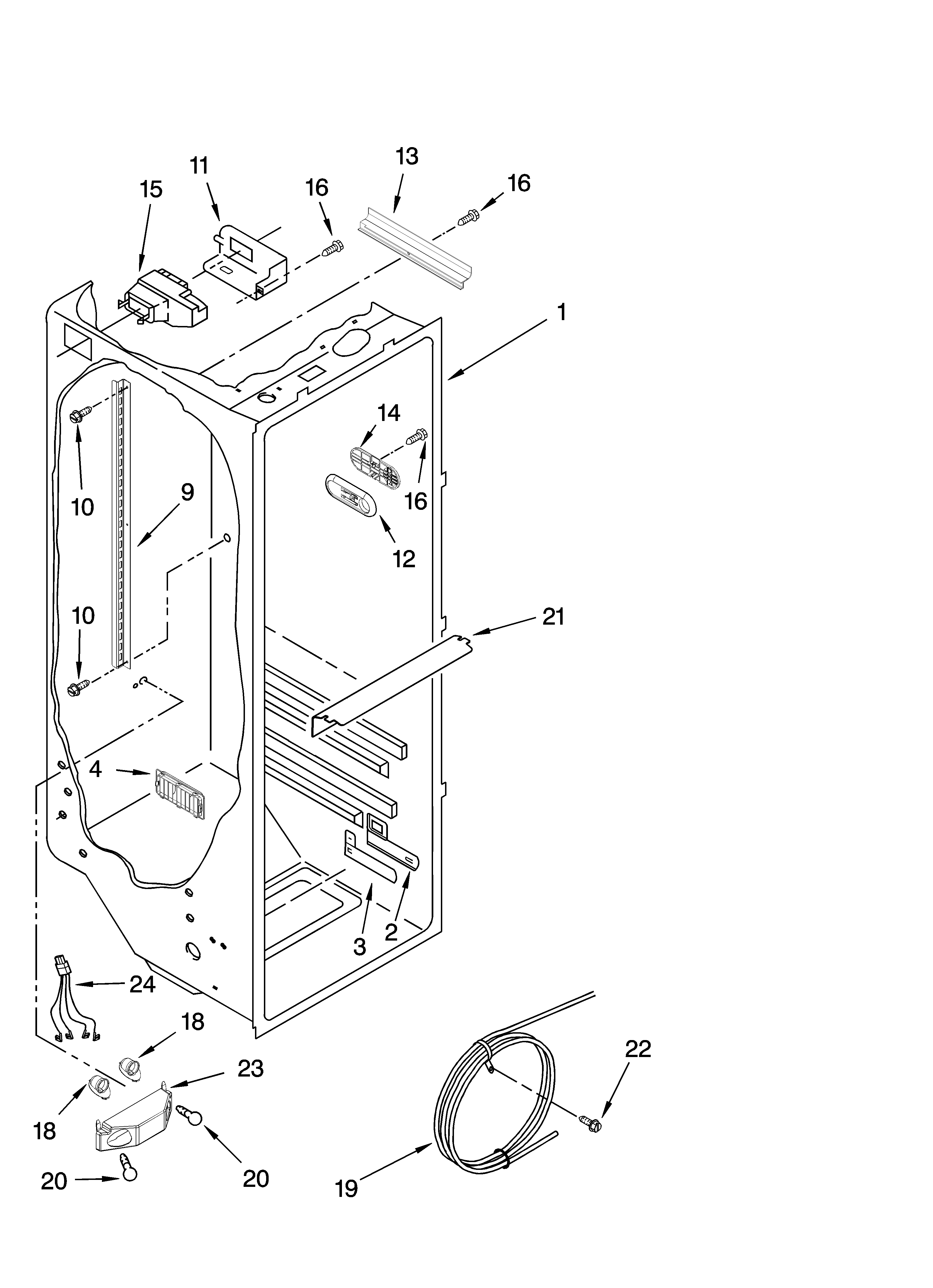 KitchenAid KSRW25CTMK00 refrigerator liner parts diagram