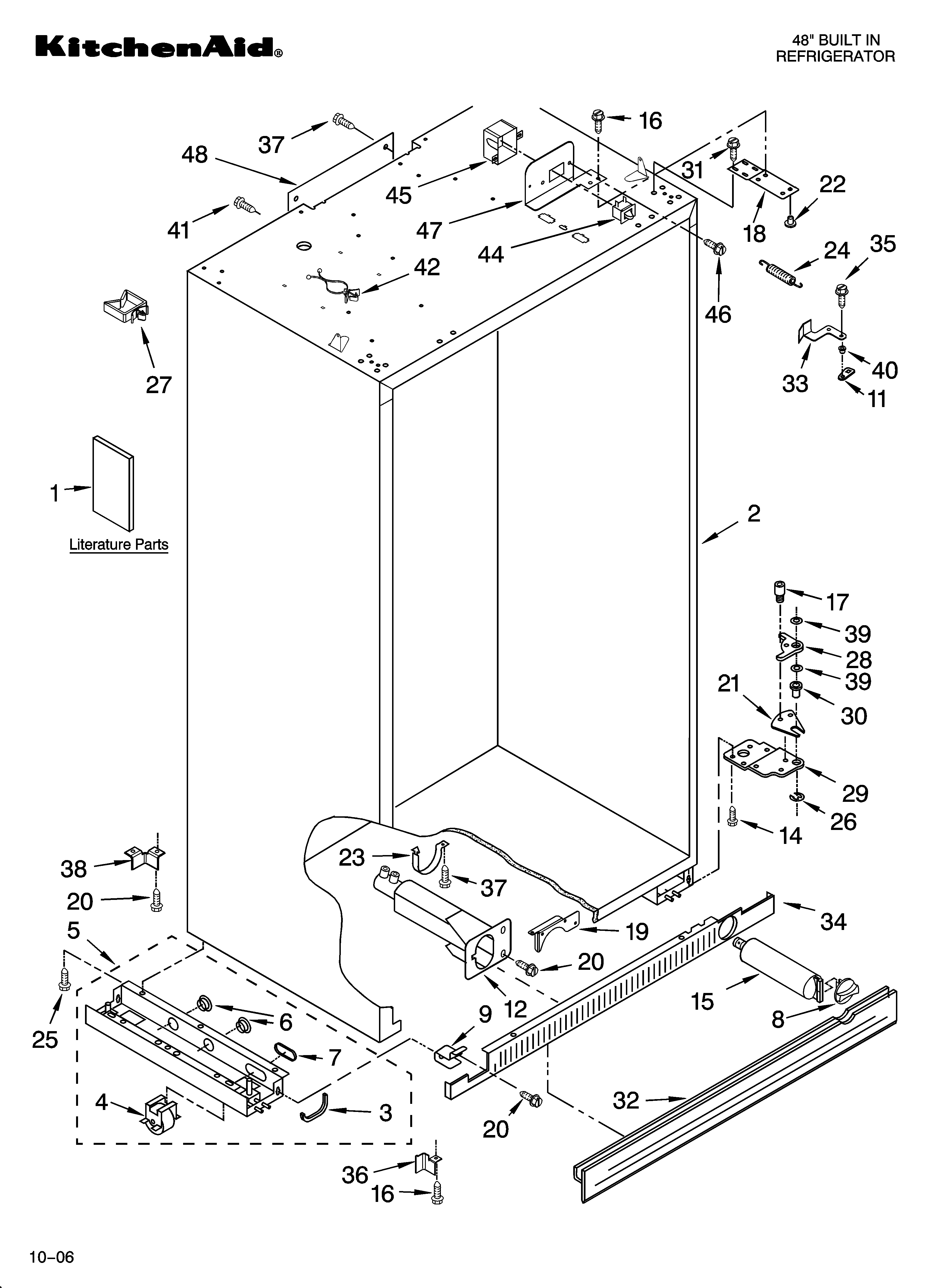 KitchenAid KSSO48FMX03 cabinet parts diagram