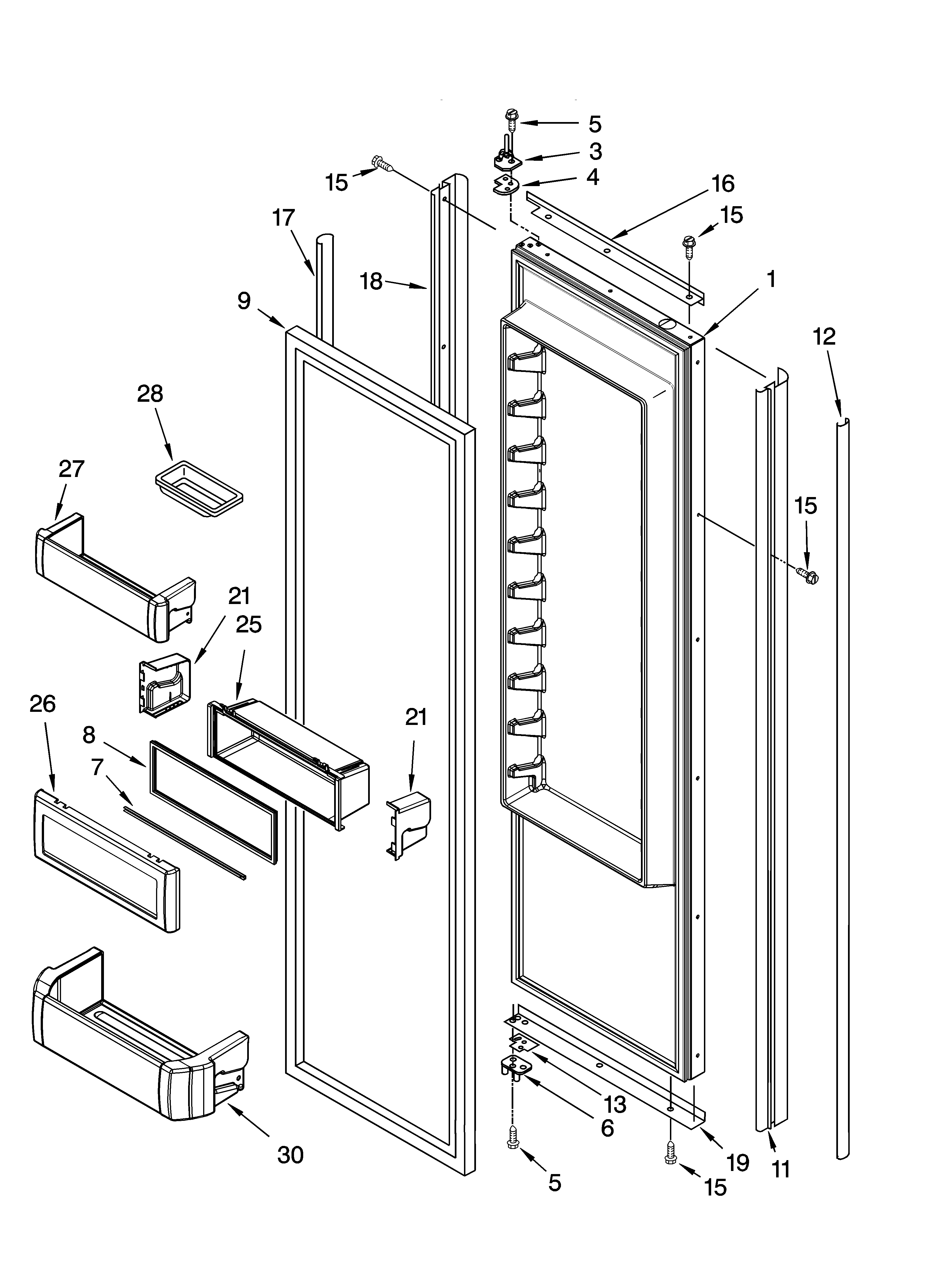 KitchenAid KSSO48FMX03 refrigerator door parts diagram
