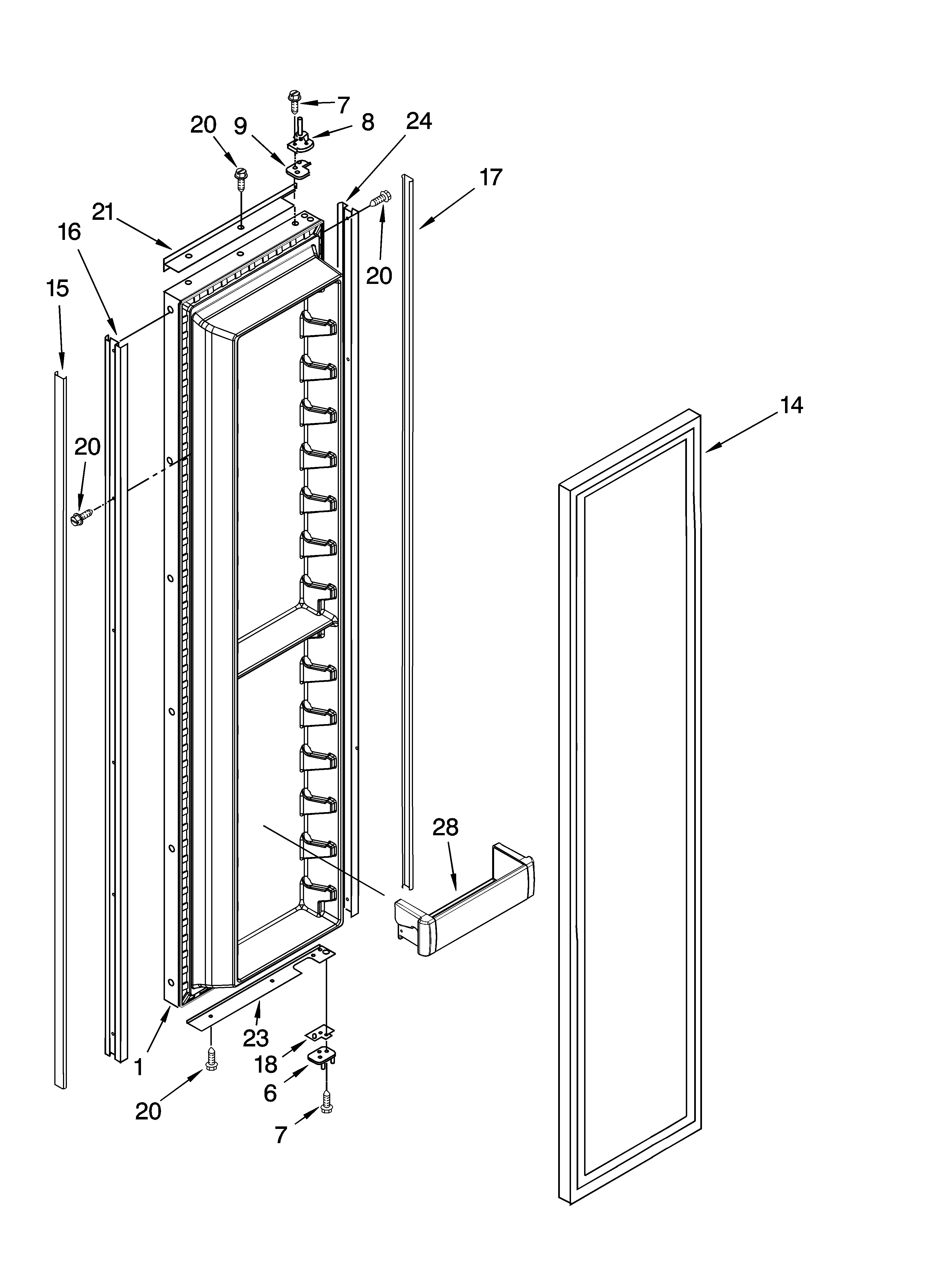 KitchenAid KSSO48FMX03 freezer door parts diagram