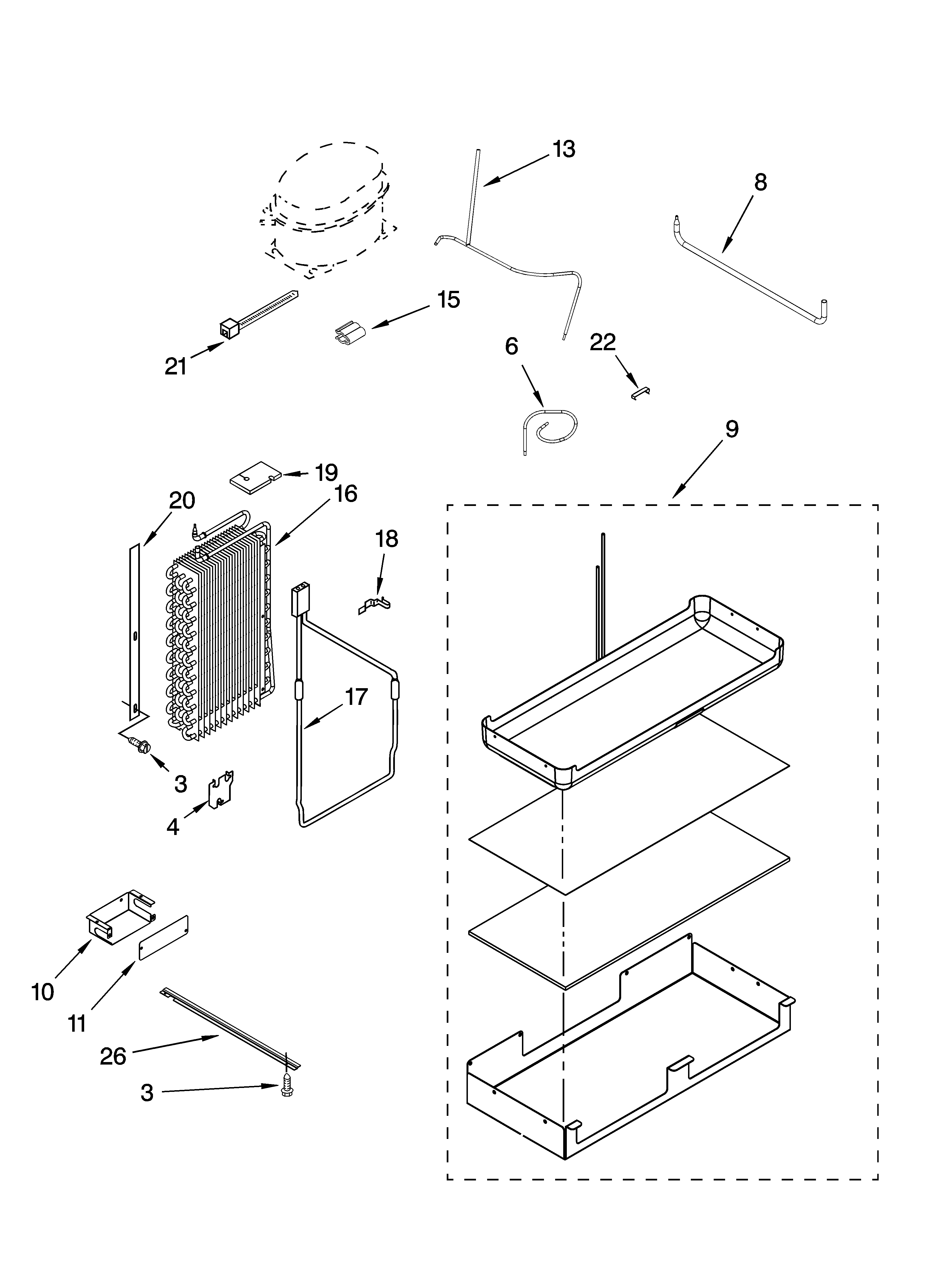 KitchenAid KSSO48FMX03 lower unit and tube parts diagram