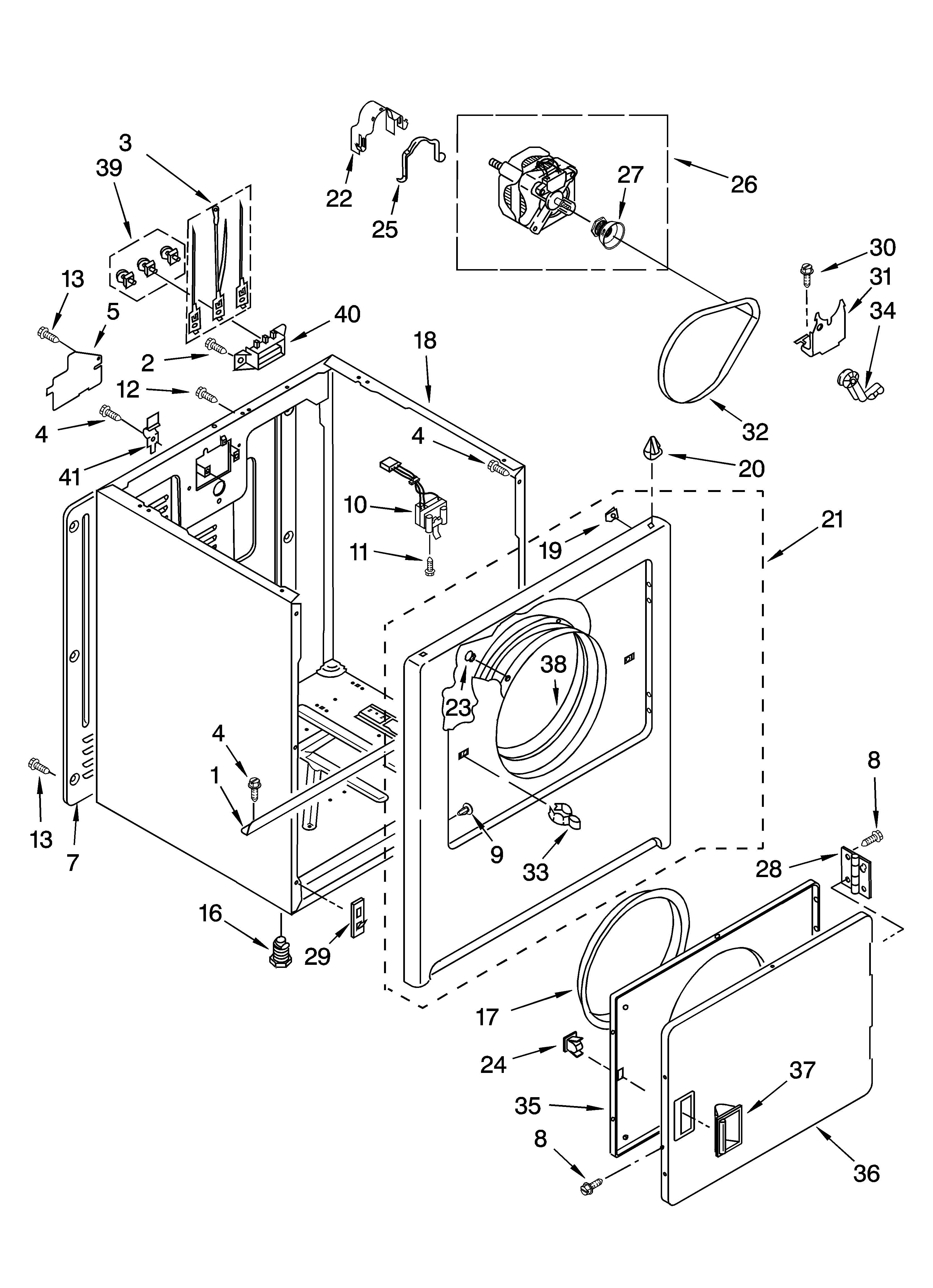 Admiral AED4370TQ0 cabinet parts diagram