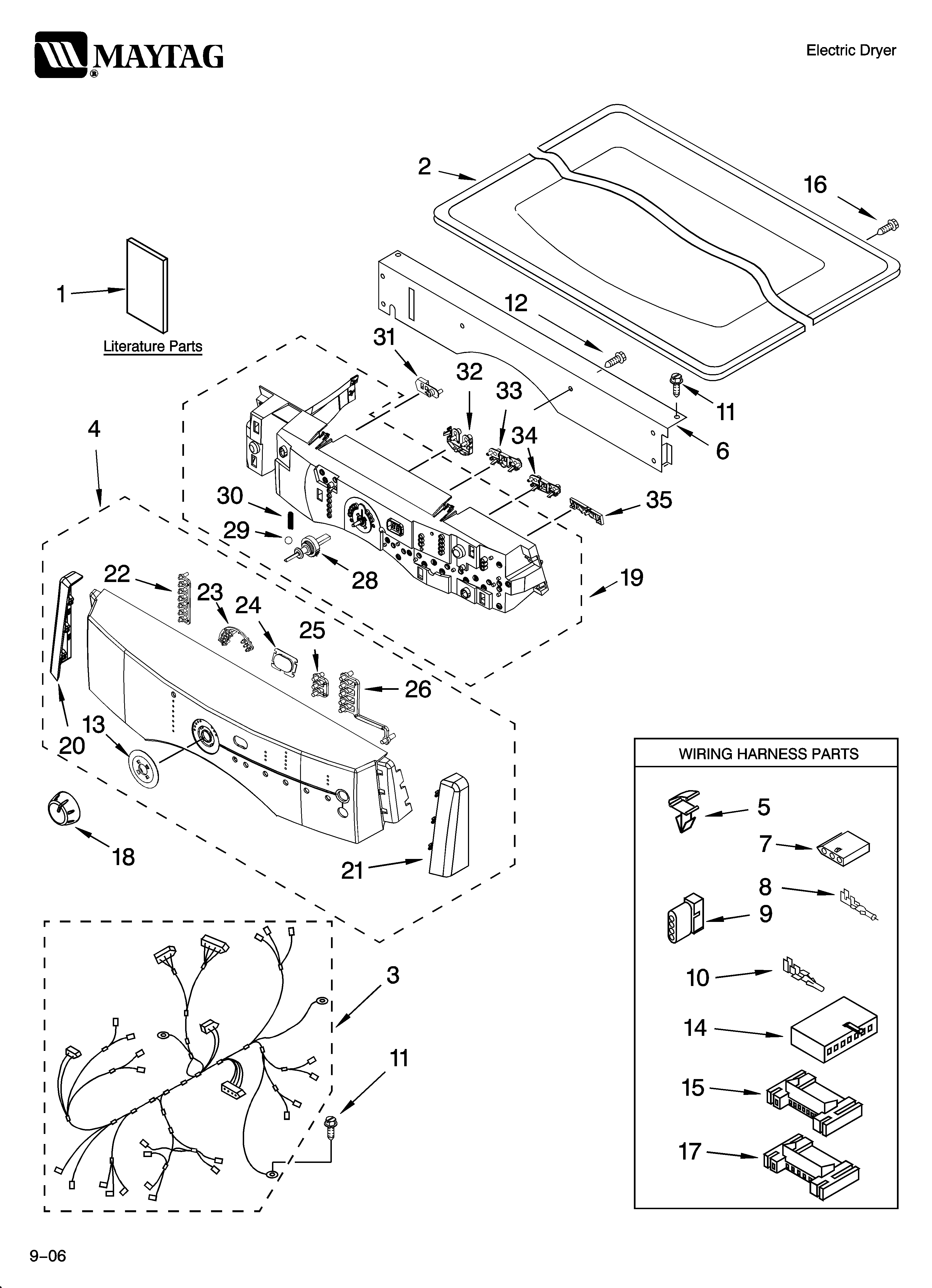 Maytag MED9600SQ0 top and console parts diagram