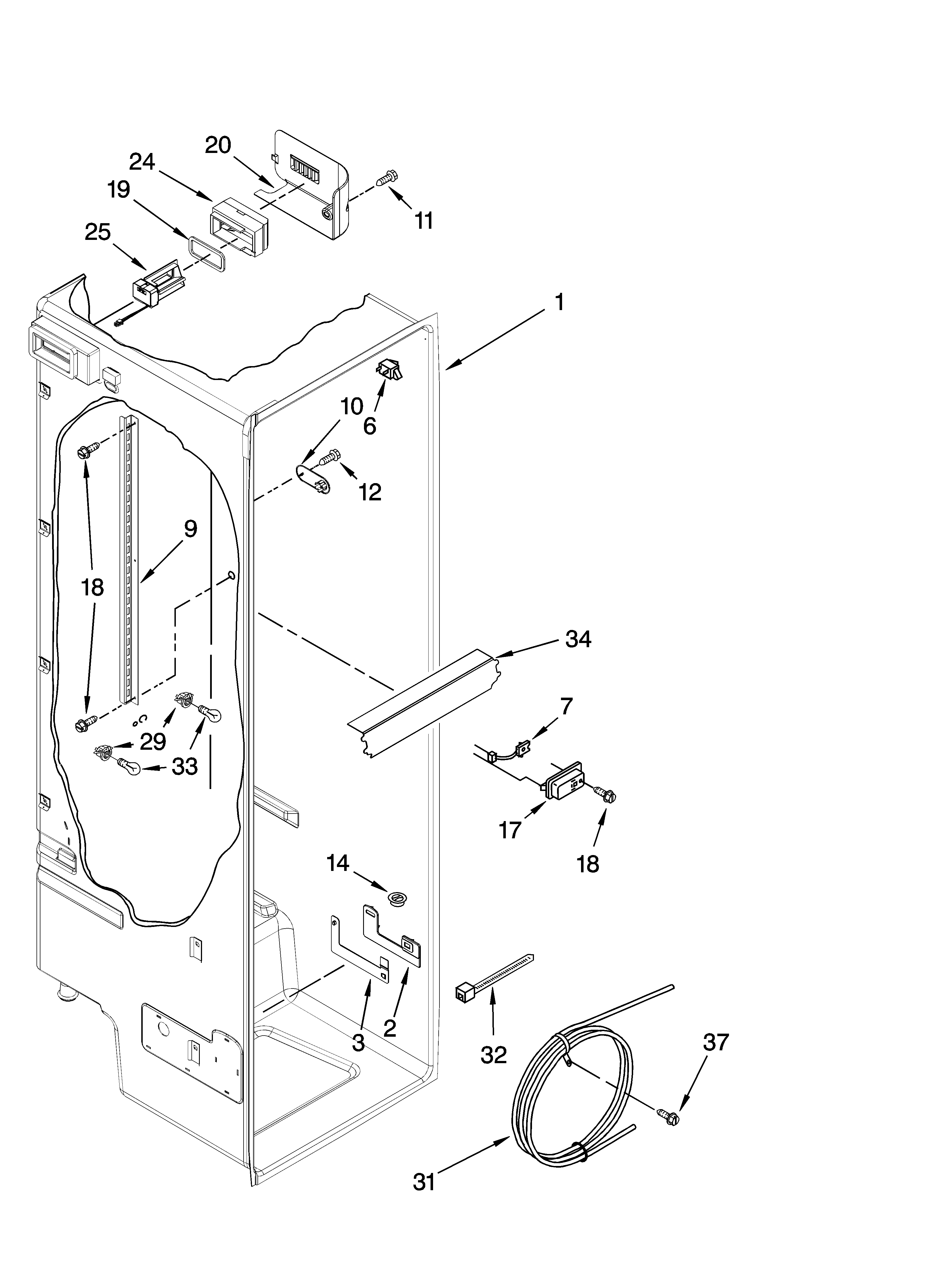 Whirlpool EC3JHAXRL12 refrigerator liner parts diagram
