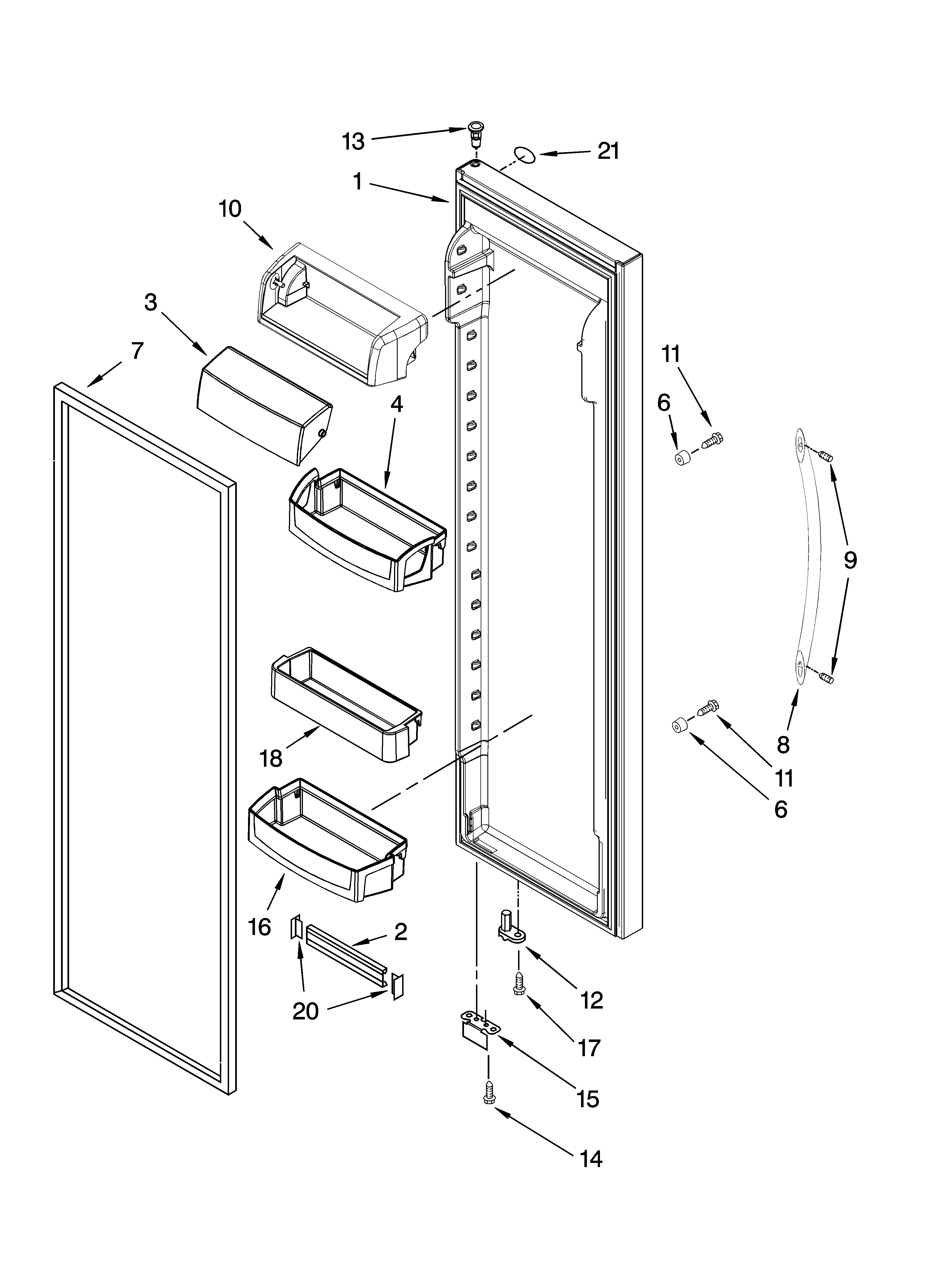 Whirlpool EC3JHAXRL12 refrigerator door parts diagram