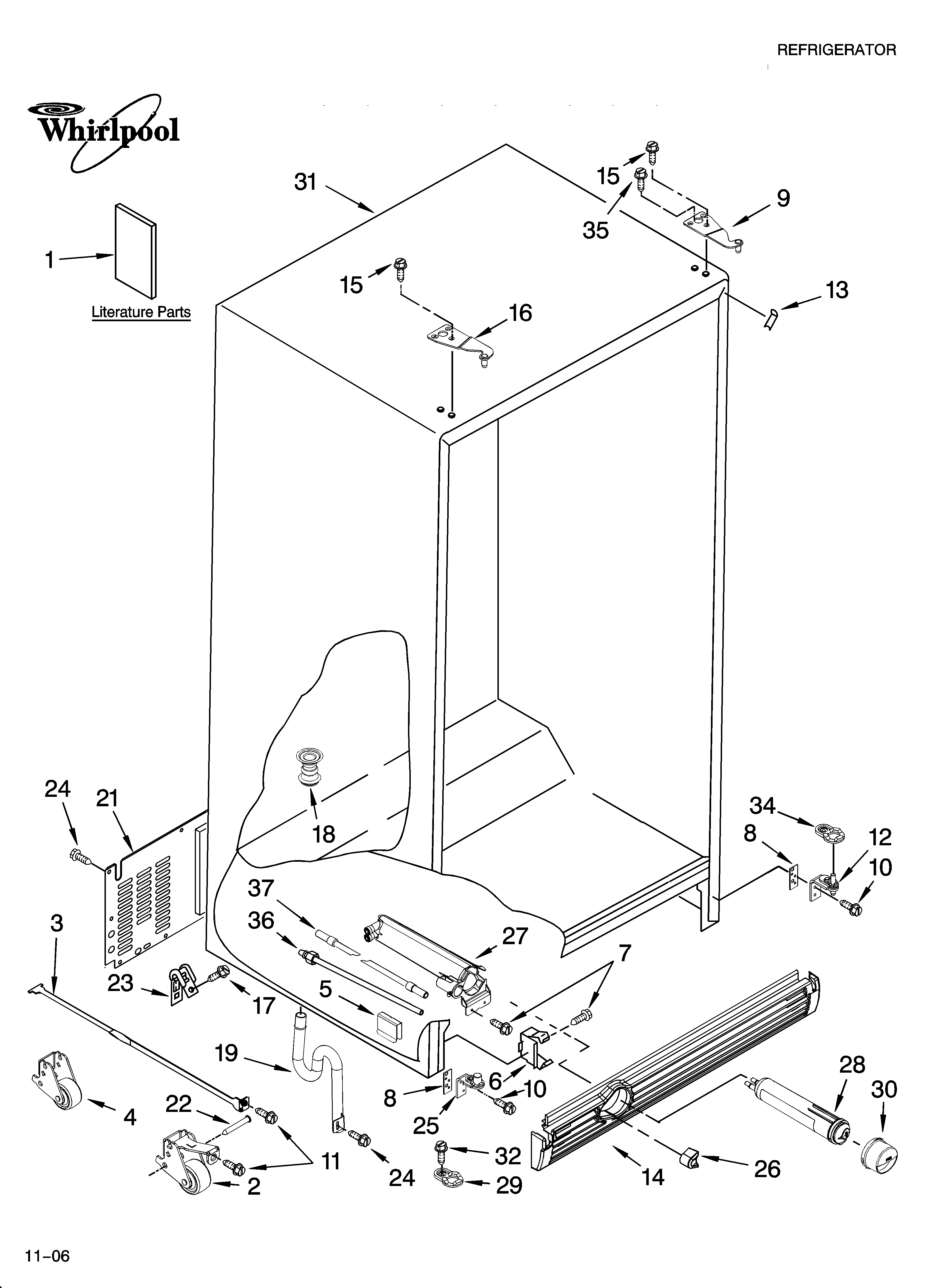 Whirlpool GC3SHEXNT04 cabinet parts diagram