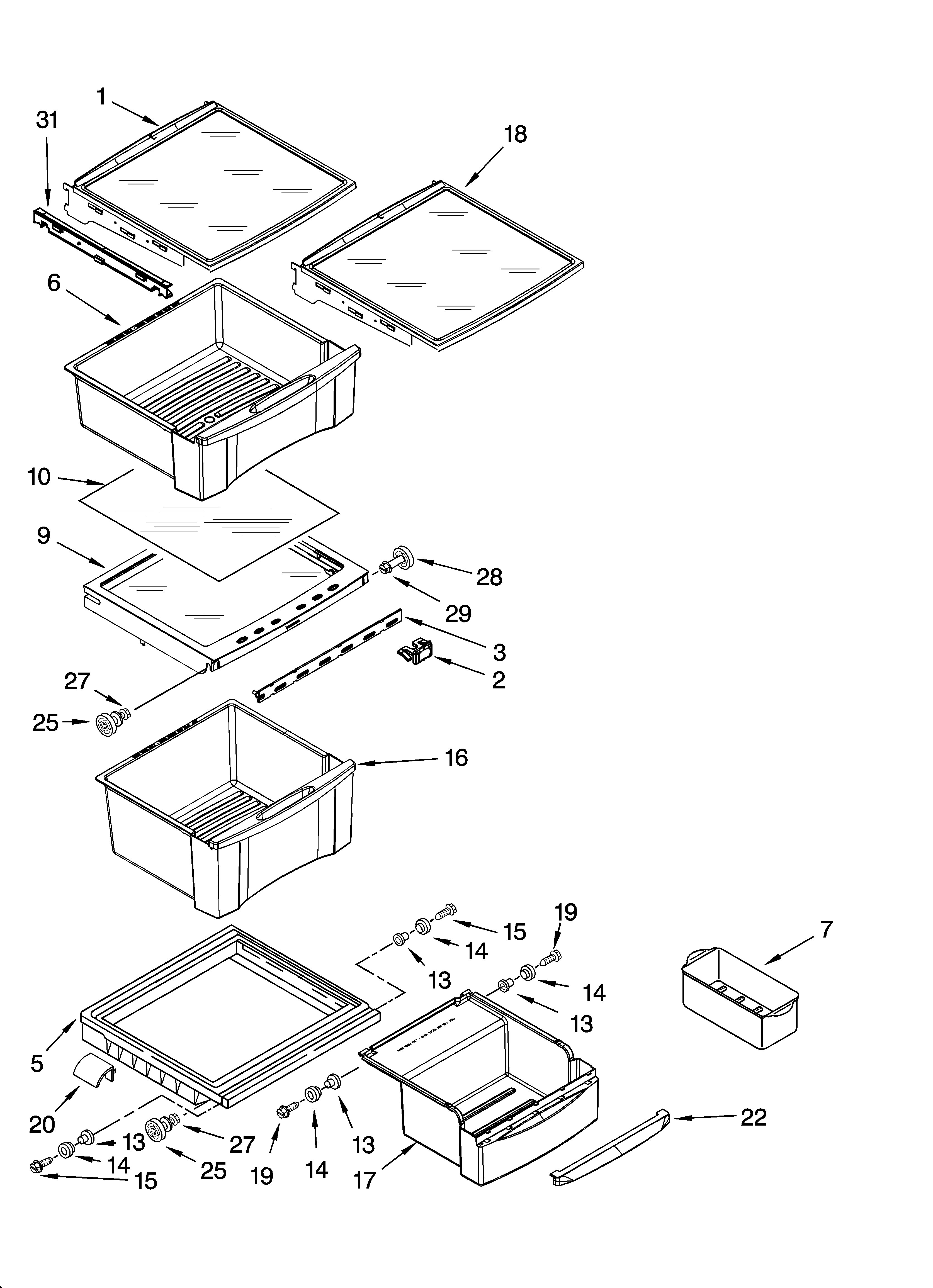 Whirlpool GC3SHEXNT04 refrigerator shelf parts diagram