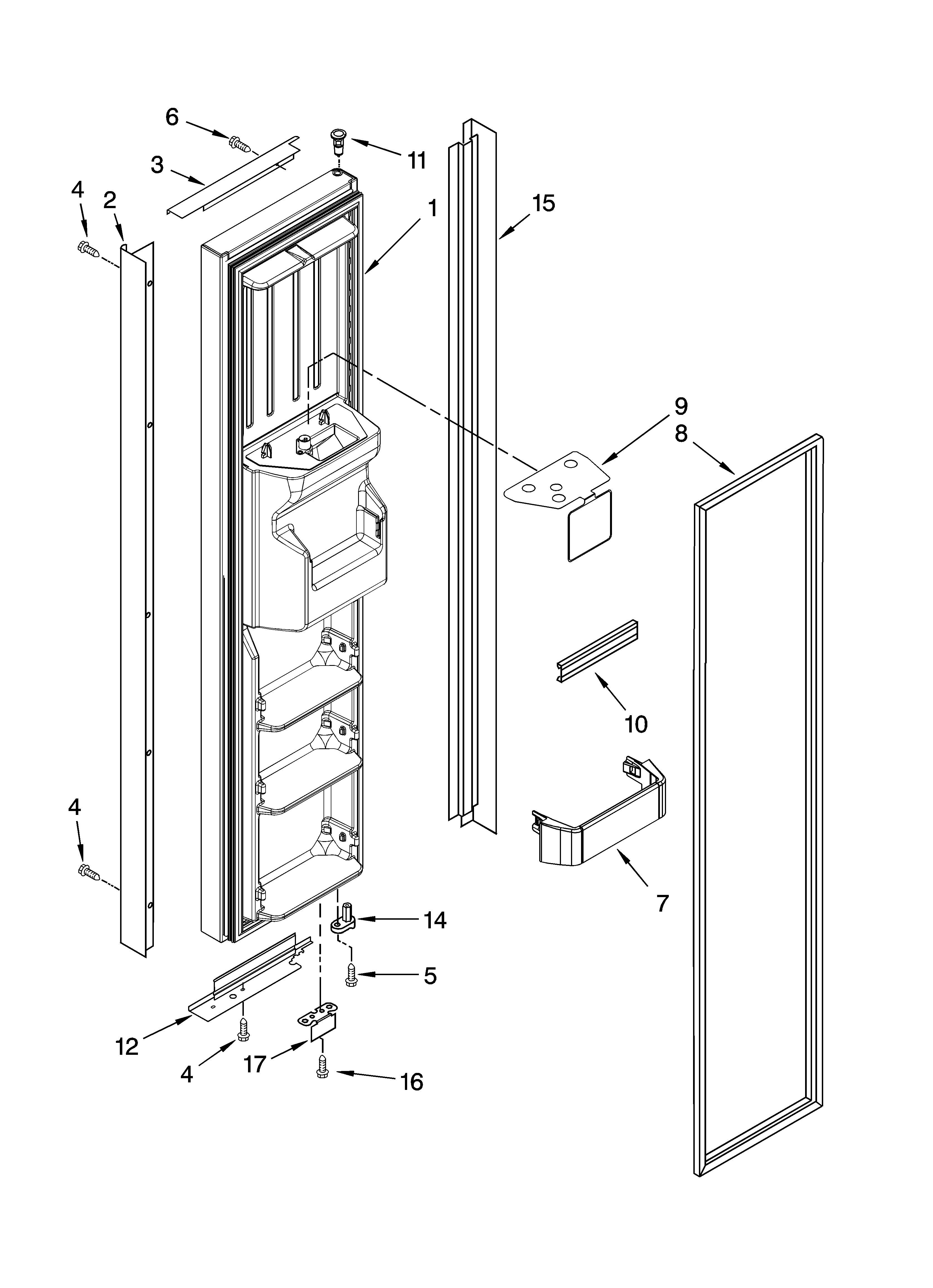 KitchenAid KSBS25INBL02 freezer door parts diagram