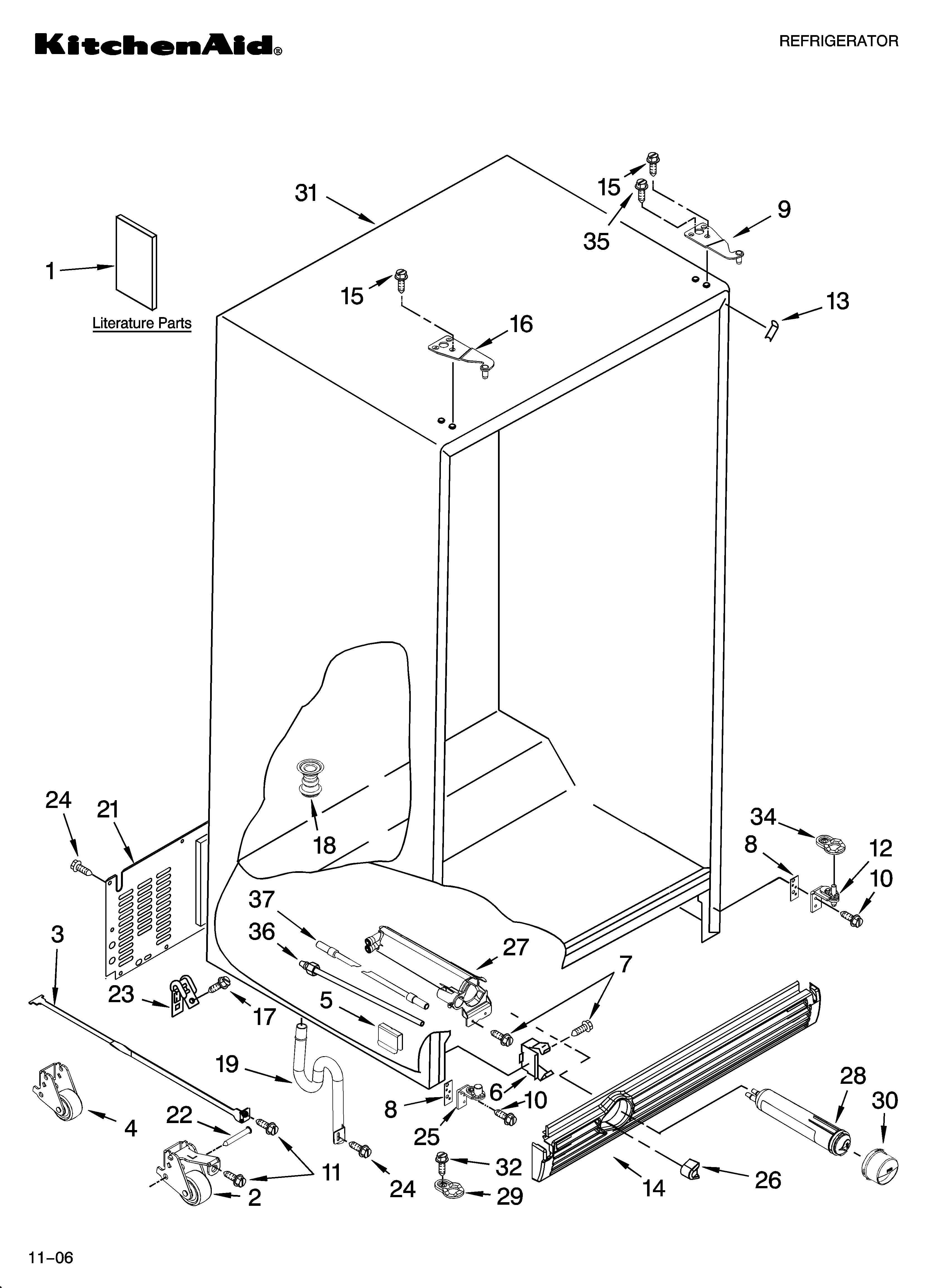KitchenAid KSCS23FSBL01 cabinet parts diagram