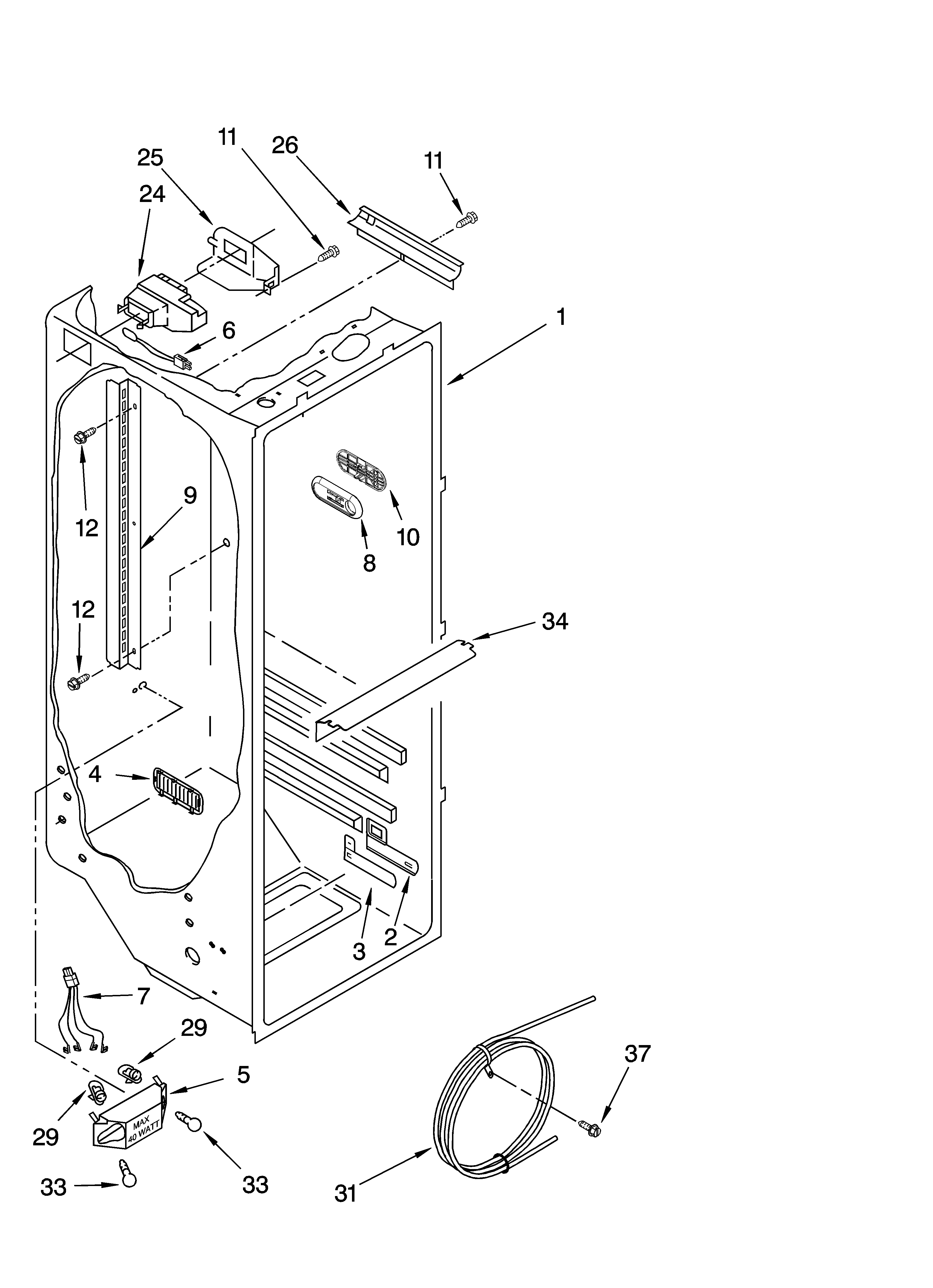 KitchenAid KSRL25FTMS00 refrigerator liner parts diagram
