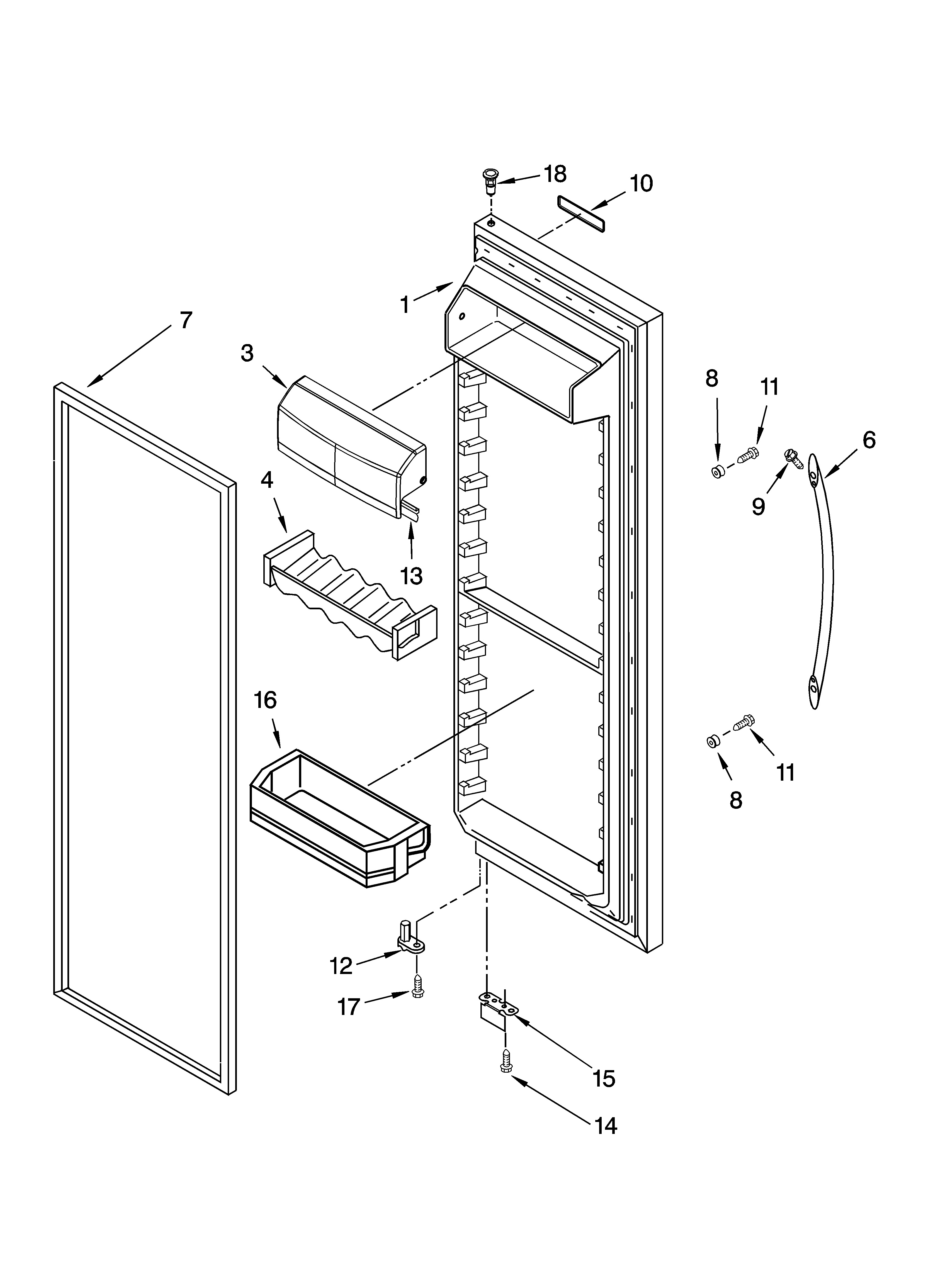 KitchenAid KSRL25FTMS00 refrigerator door parts diagram