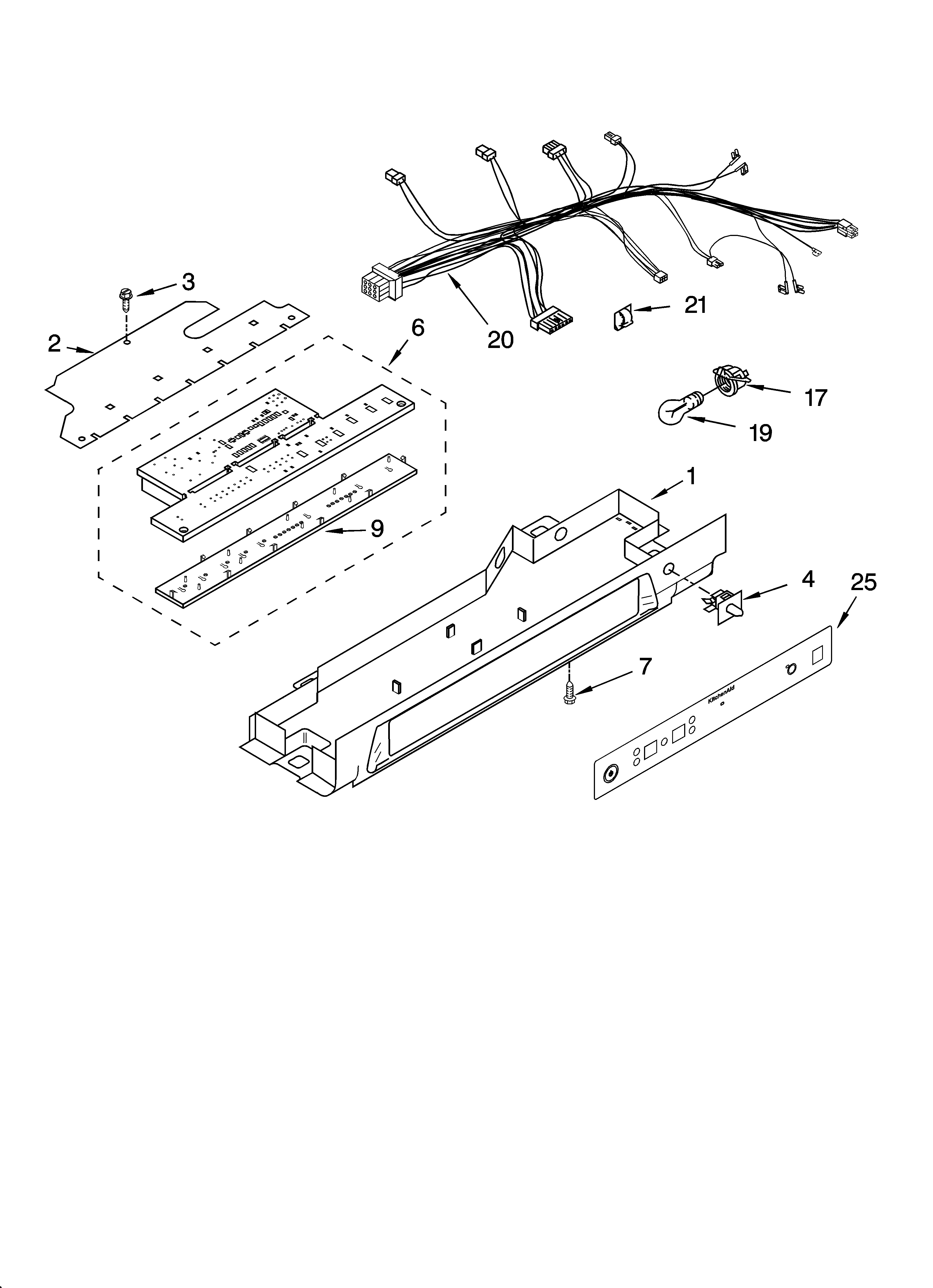 KitchenAid KSRL25FTMS00 control parts diagram