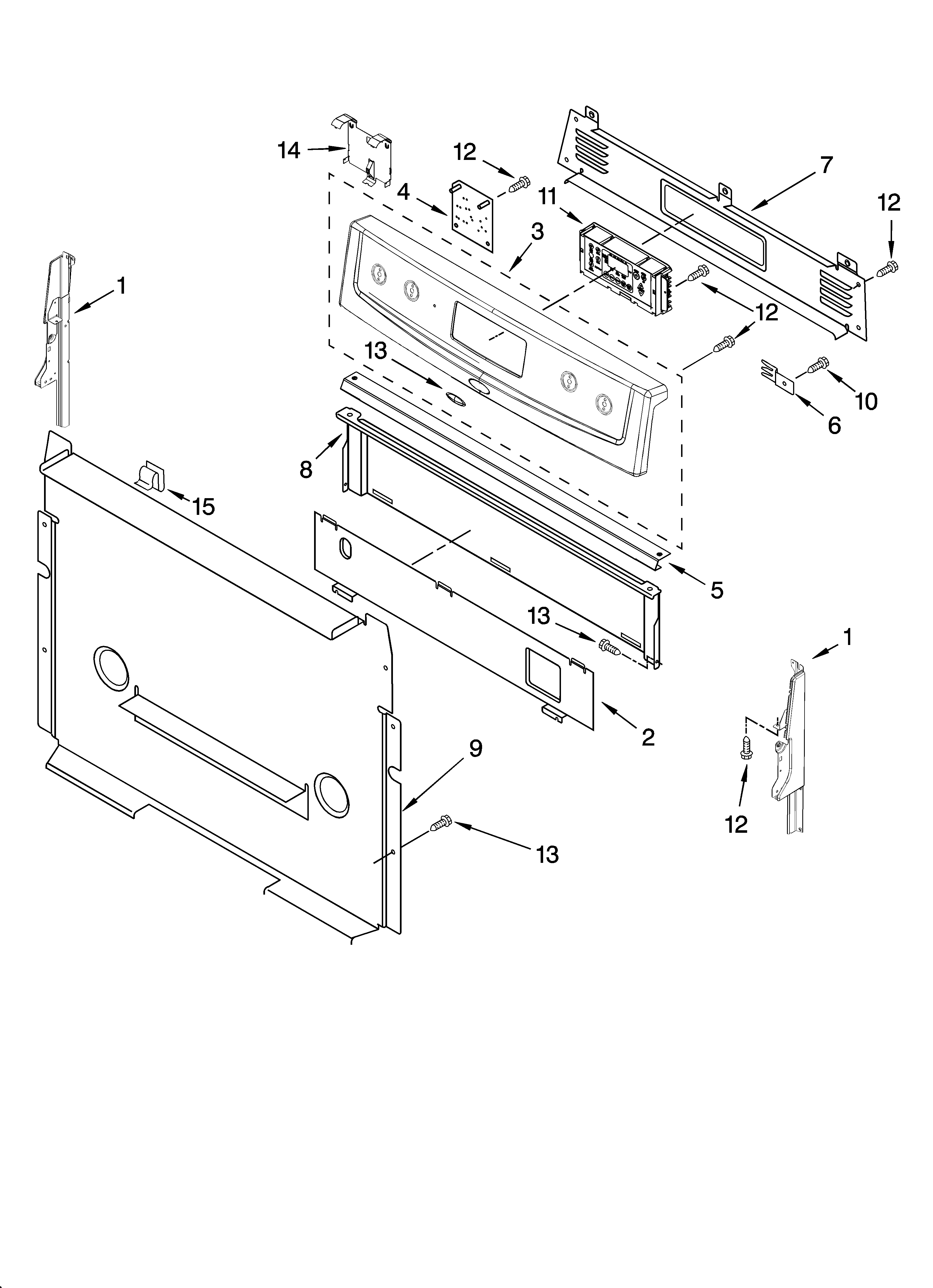 Whirlpool SF262LXSQ0 control panel parts diagram