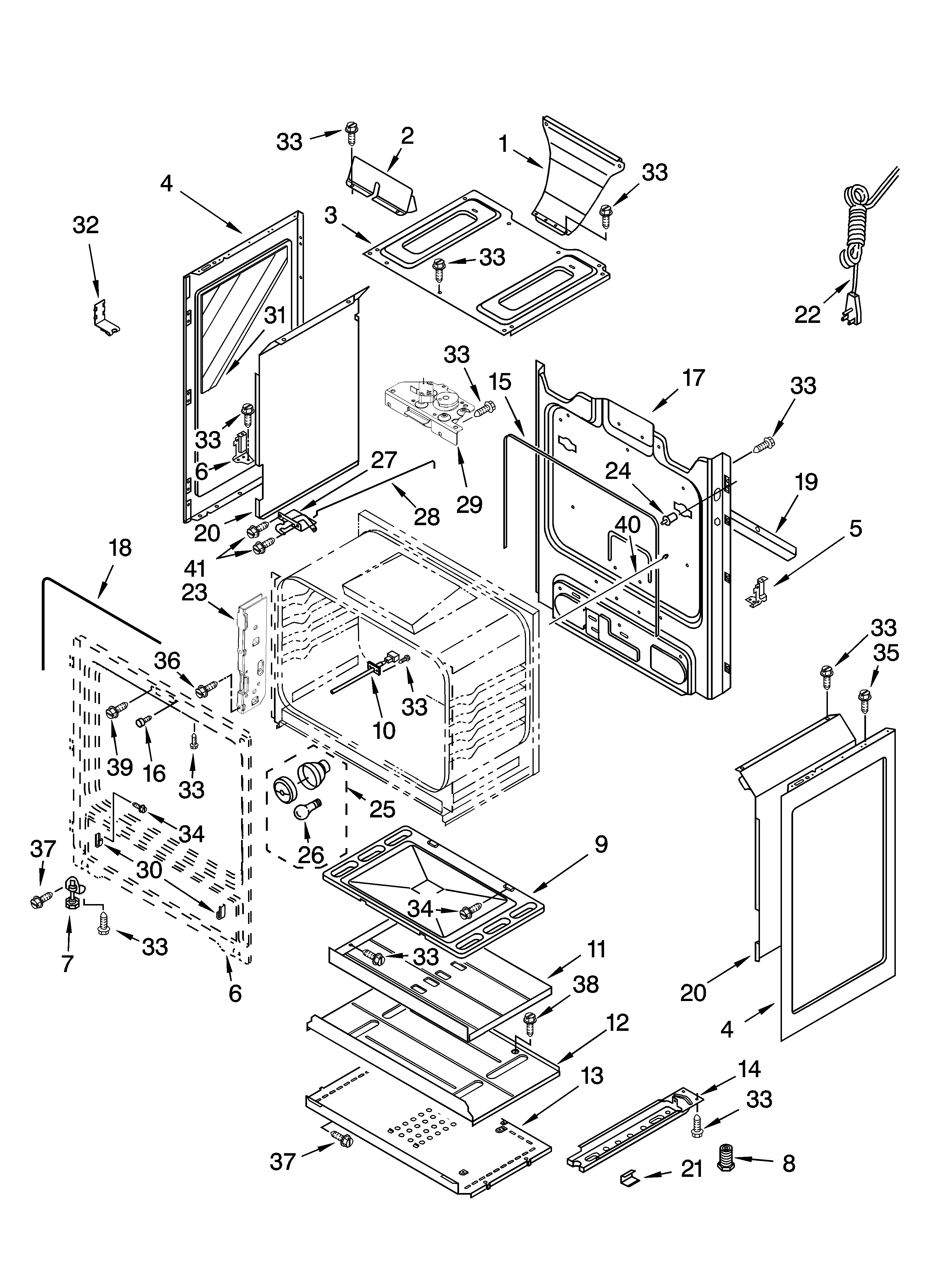 Whirlpool SF262LXSQ0 chassis parts diagram