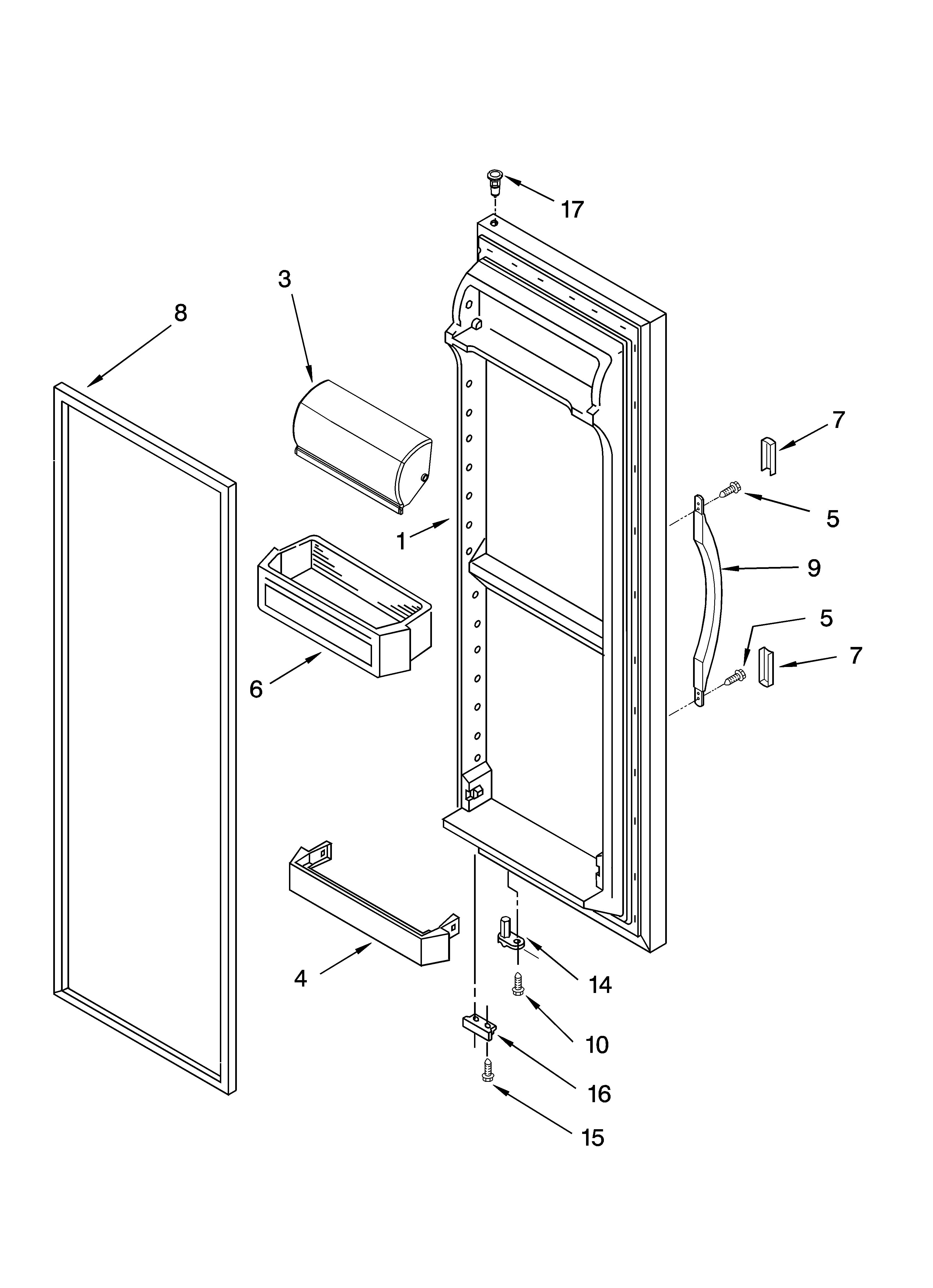 Estate TS25AGXNS00 refrigerator door parts diagram
