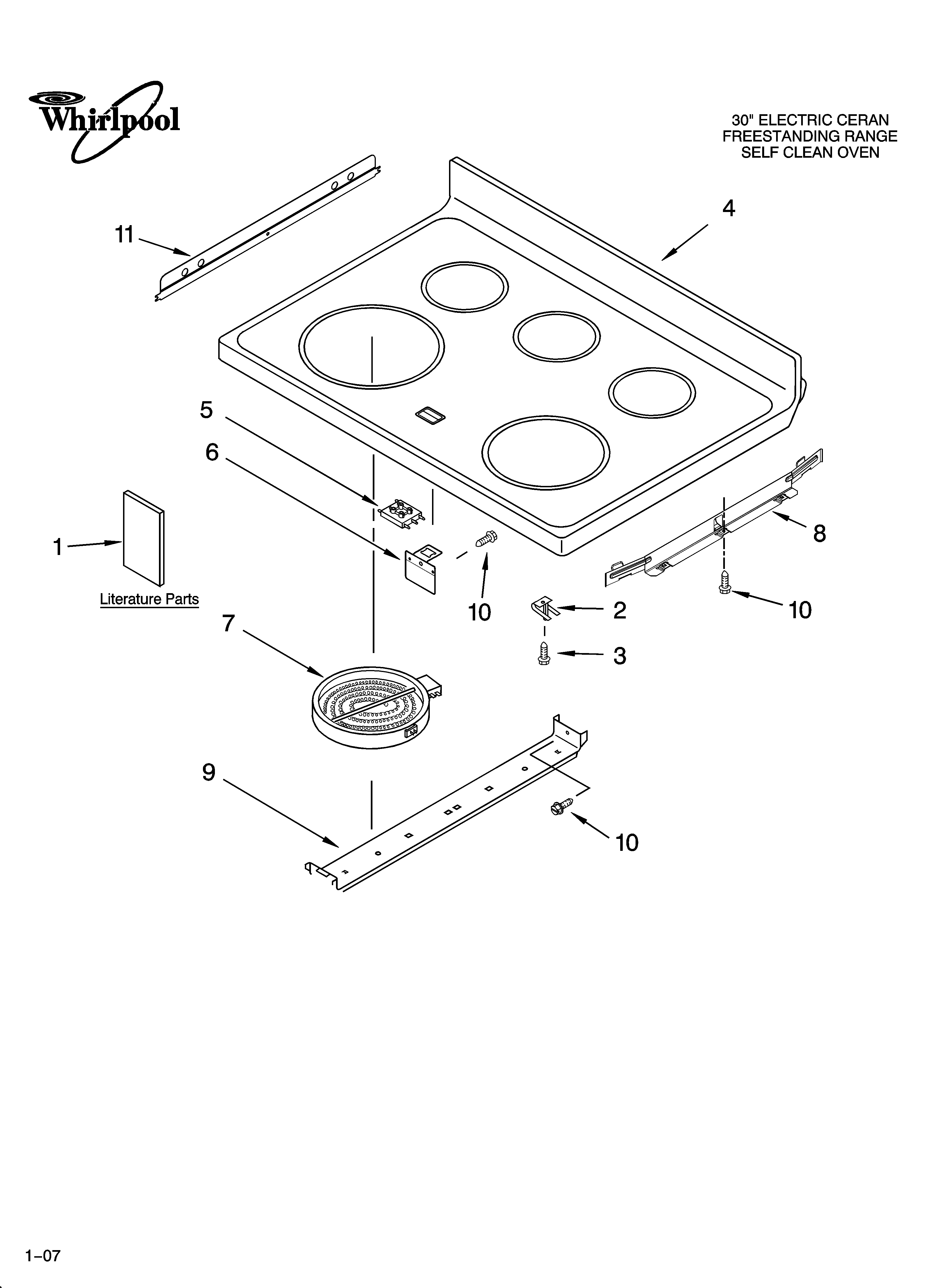 Whirlpool WERP4120PS0 cooktop parts diagram