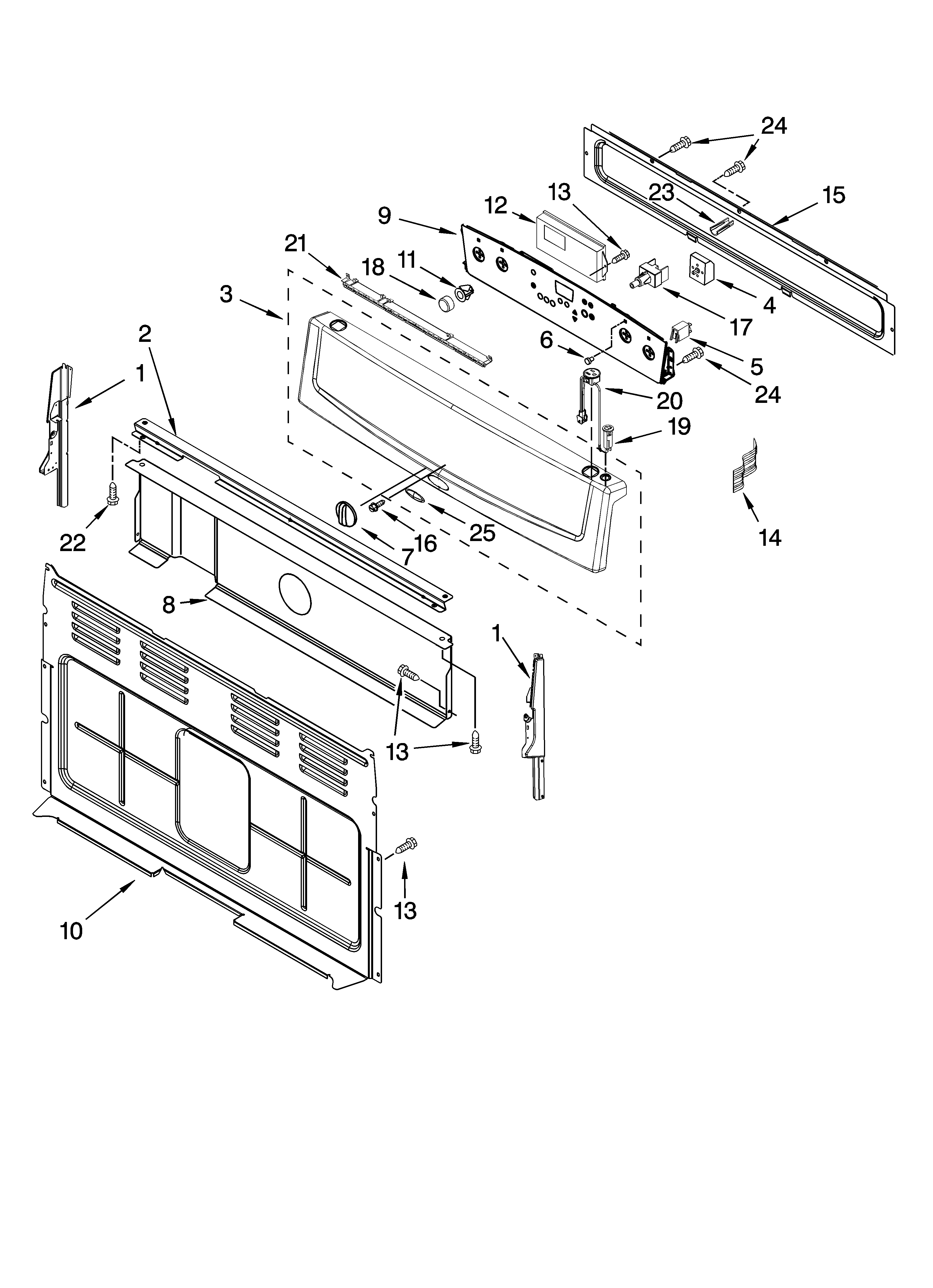 Whirlpool WERP4120PS0 control panel parts diagram