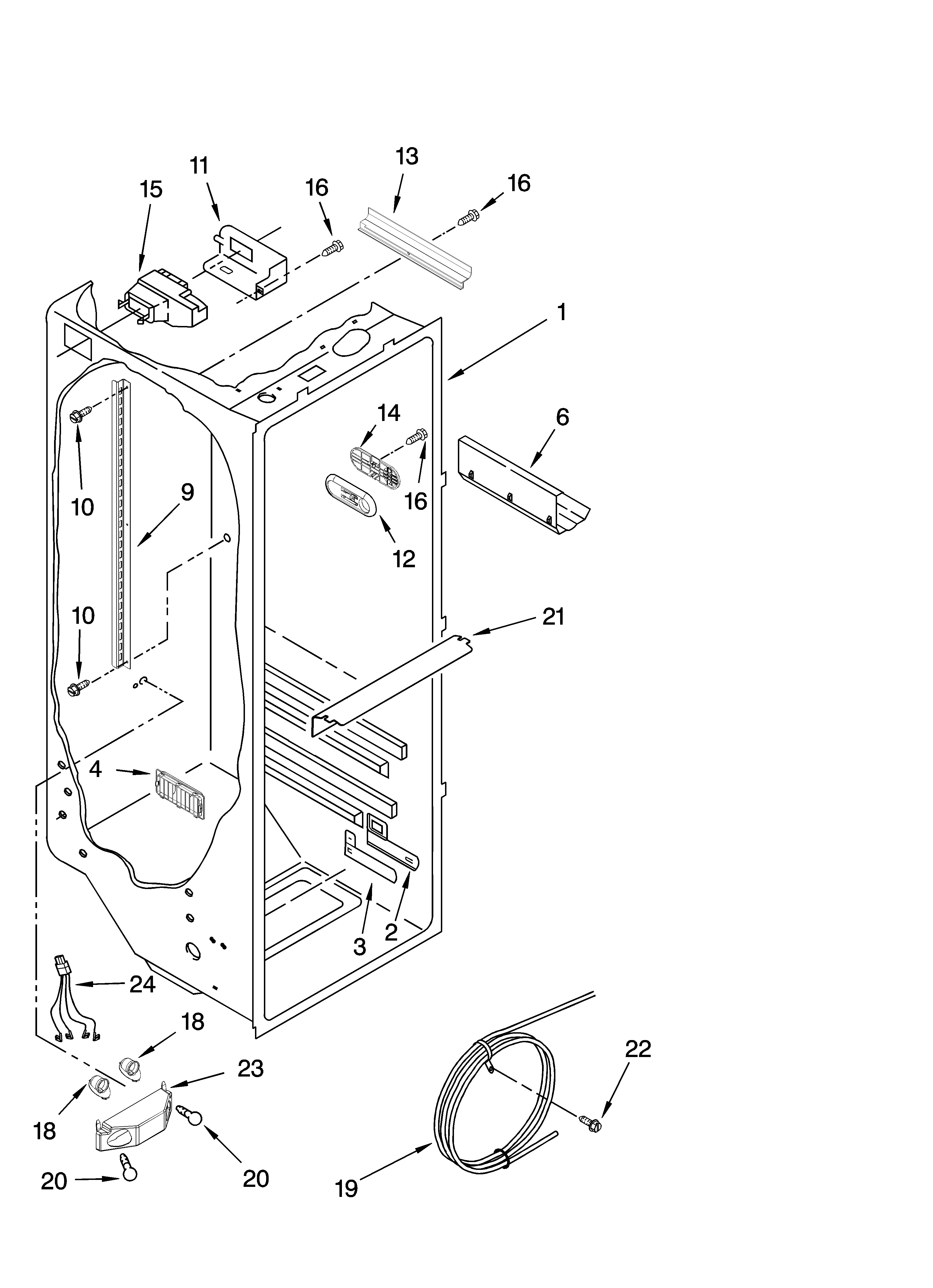 KitchenAid KSRS25CSMK01 refrigerator liner parts diagram