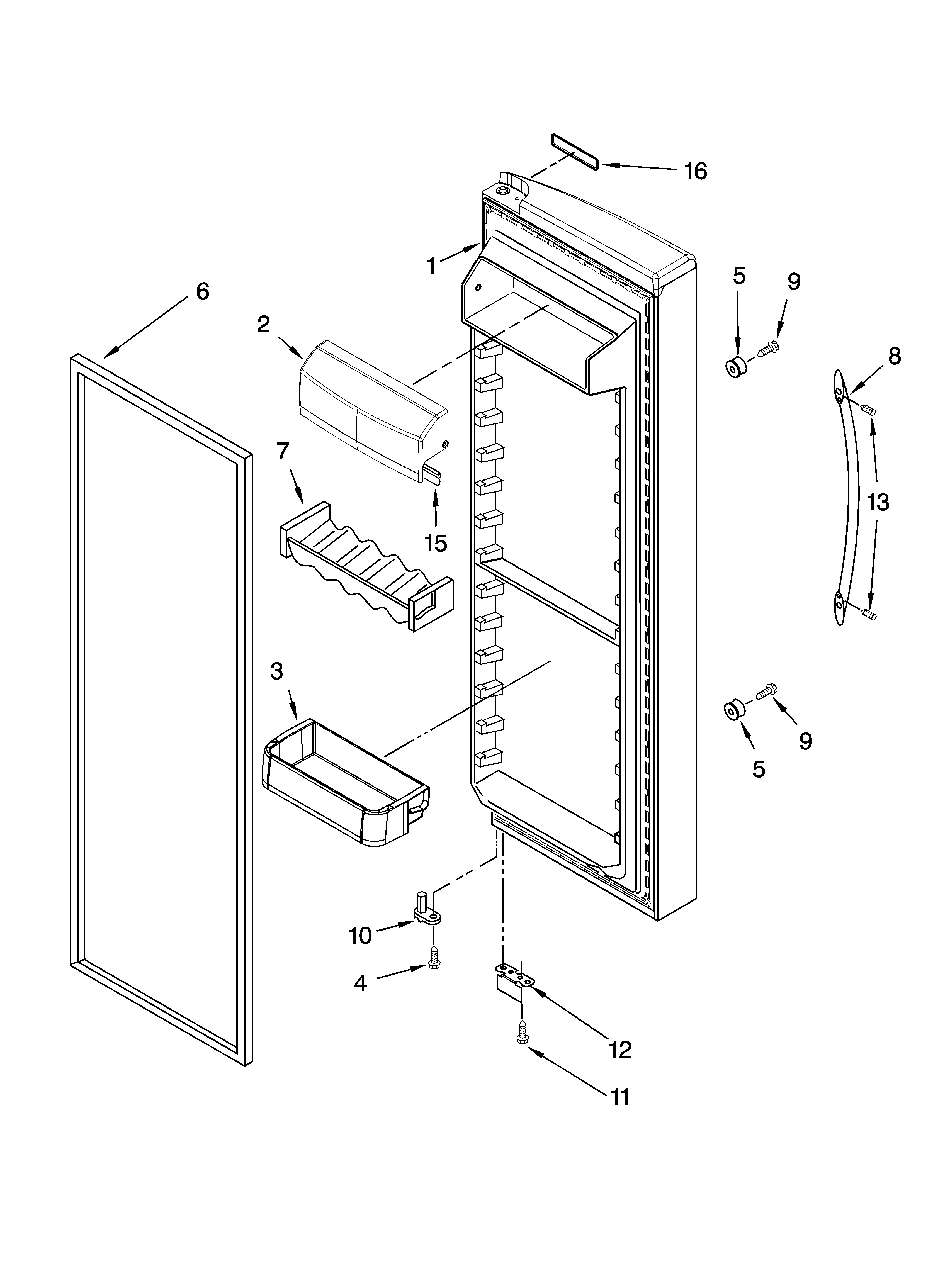 KitchenAid KSRS25CSMK01 refrigerator door parts diagram