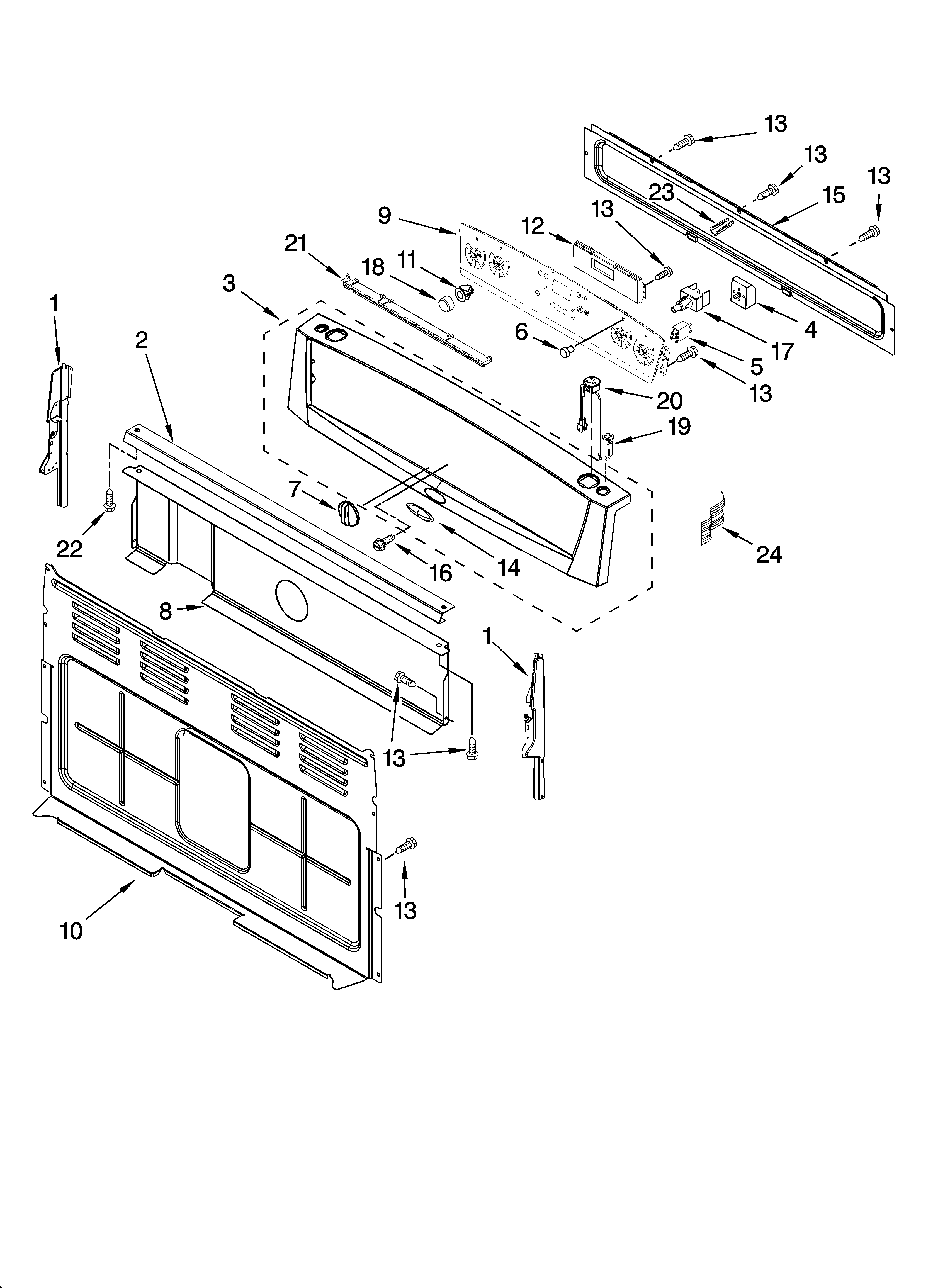 Whirlpool GERC4110SQ0 control panel parts diagram