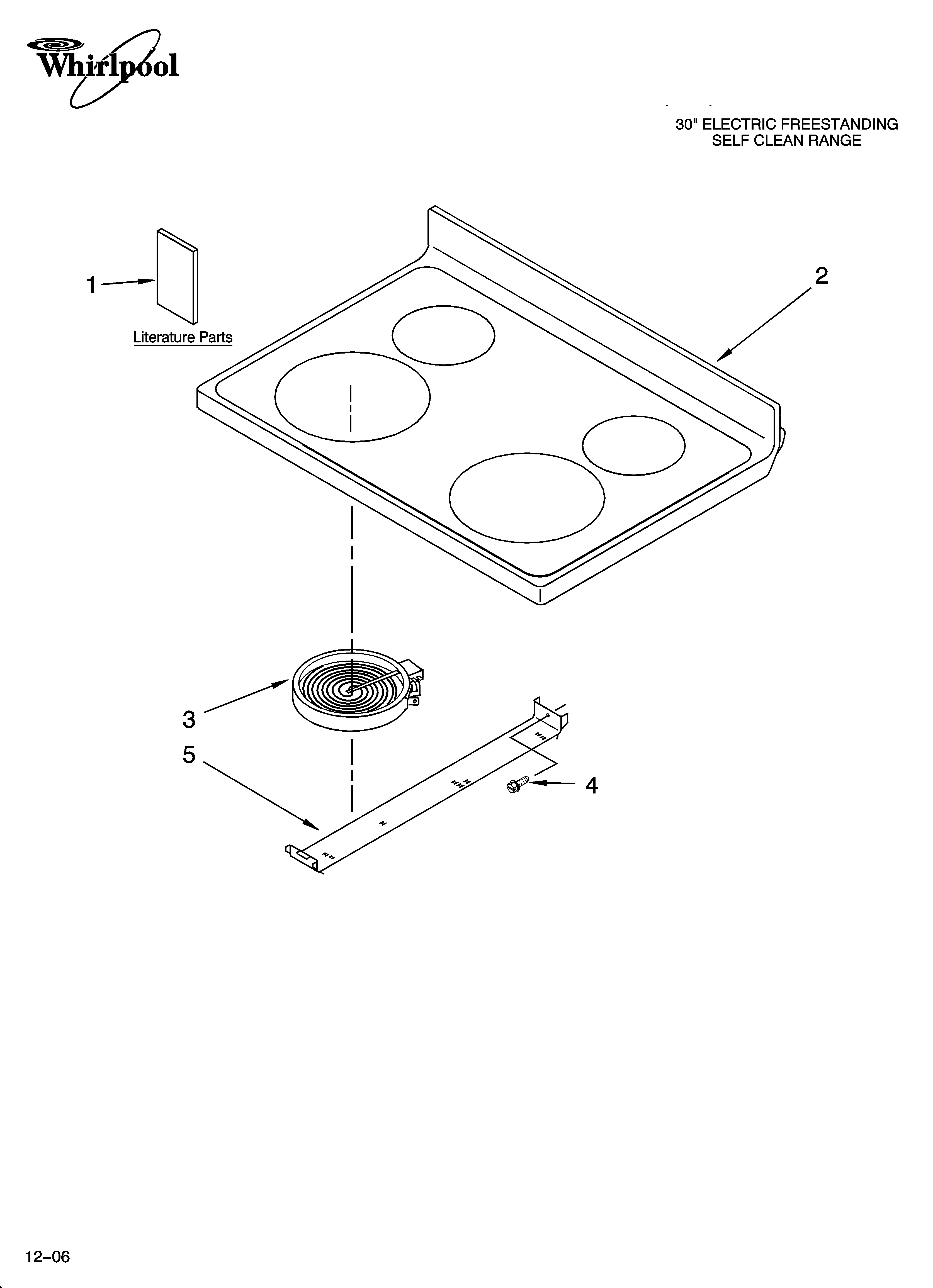 Whirlpool RF262LXSW1 cooktop parts diagram