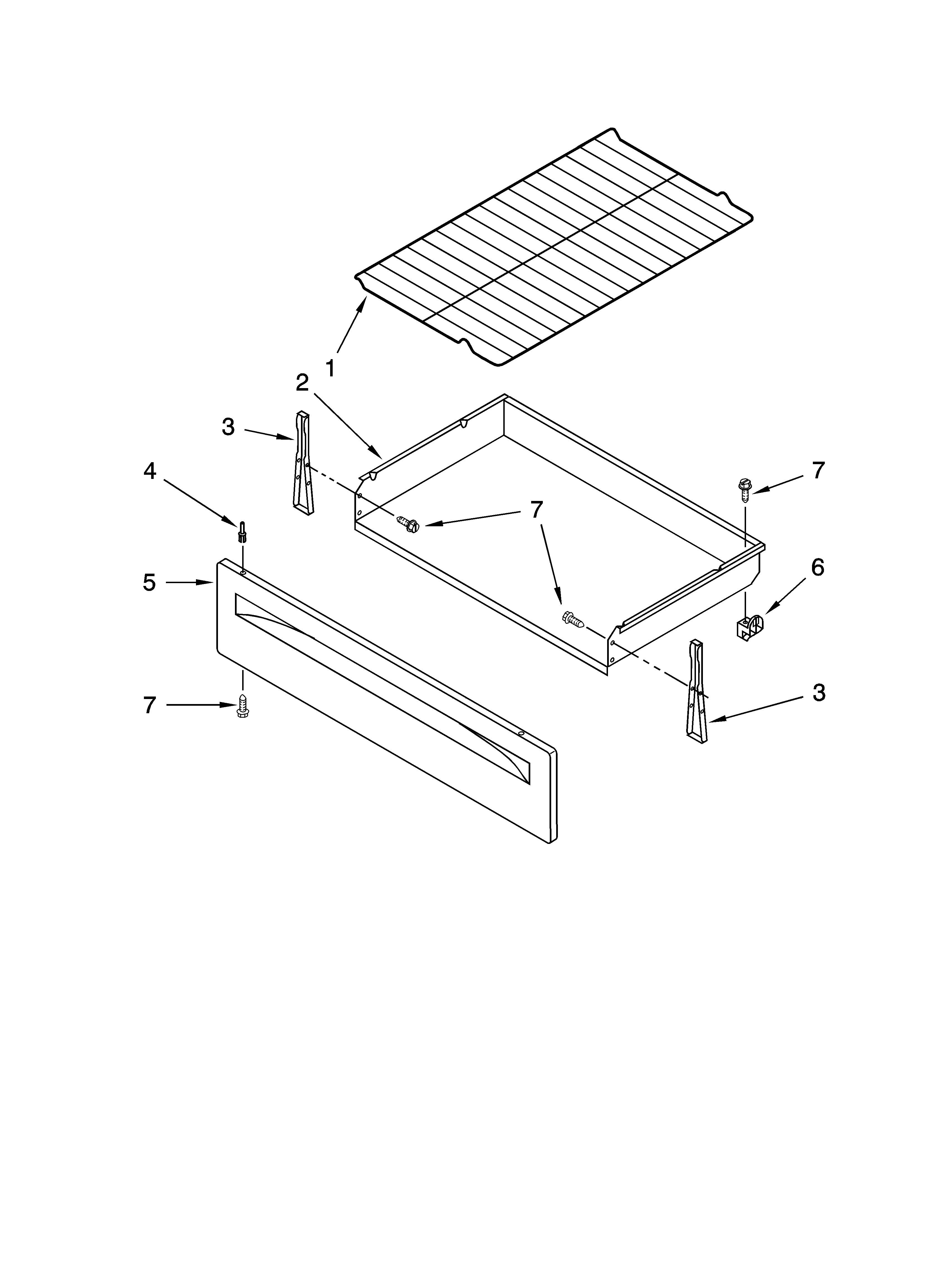 Whirlpool RF262LXSW1 drawer & broiler parts diagram
